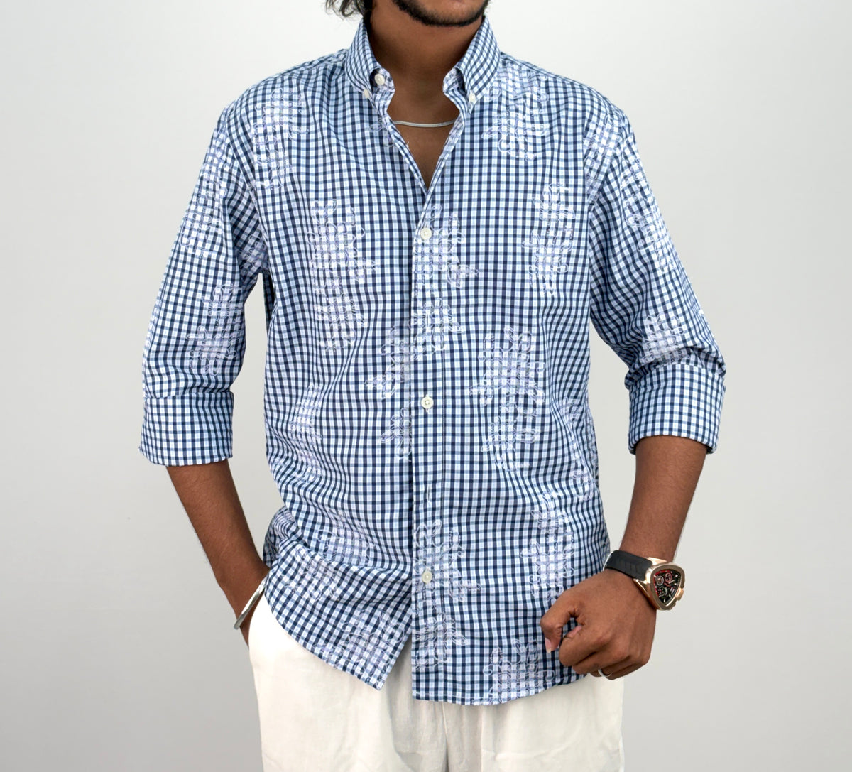Navy IMP Printed Checks Shirt