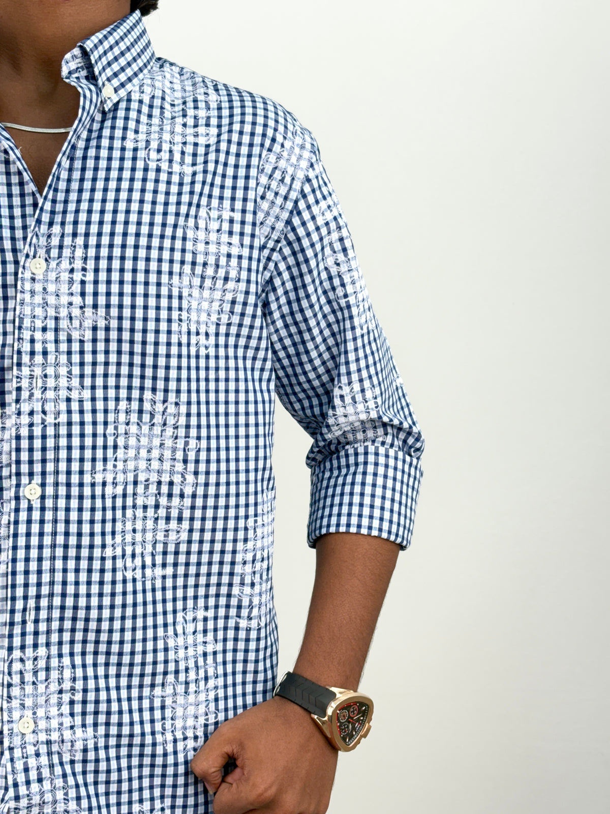 Navy IMP Printed Checks Shirt