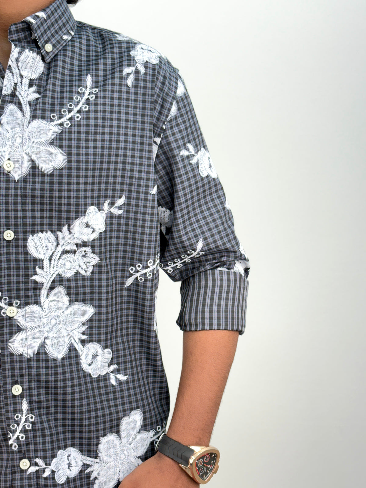 Black IMP Printed Checks Shirt