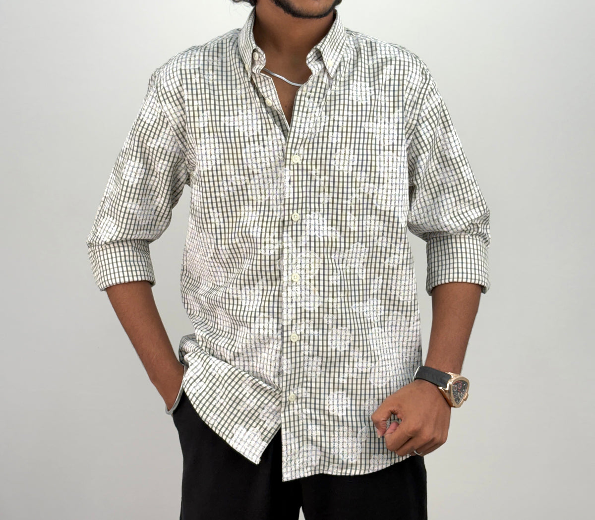 White IMP Printed Checks Shirt