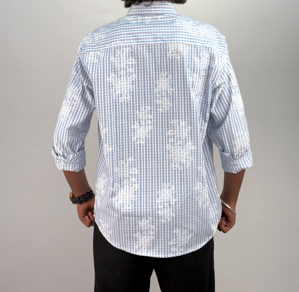 White Blue IMP Printed Checks Shirt