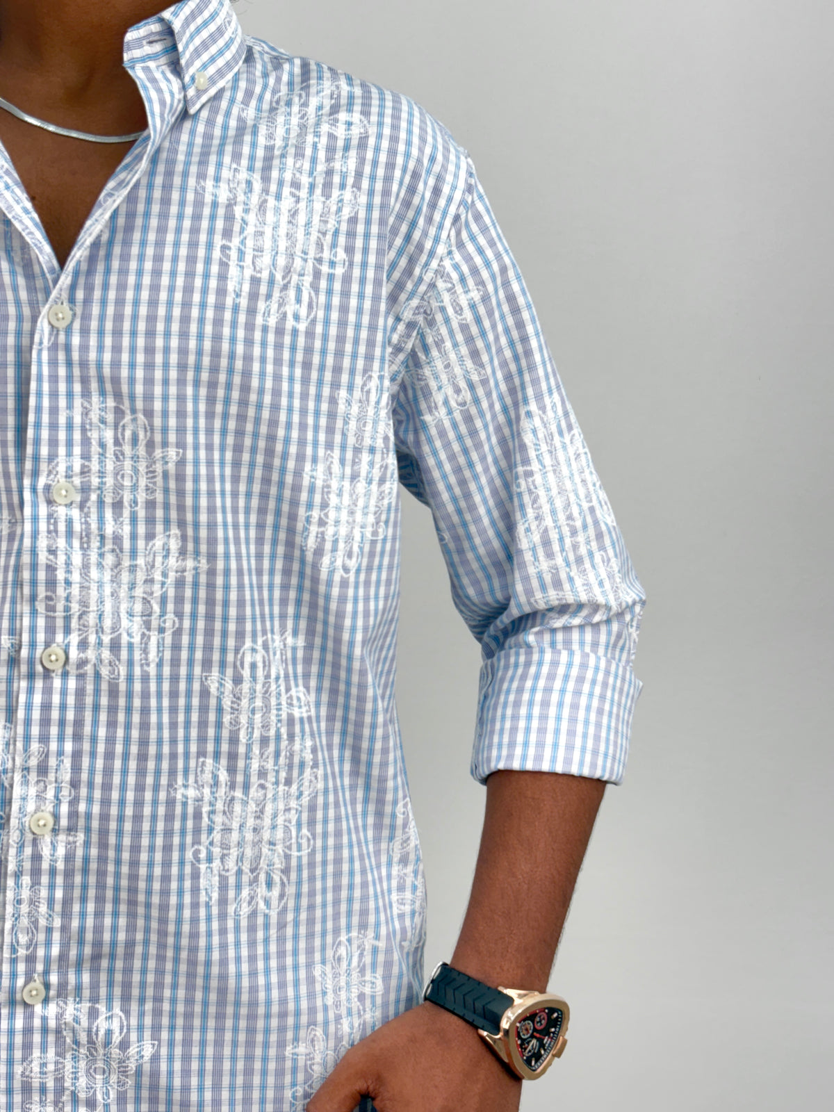 White Blue IMP Printed Checks Shirt