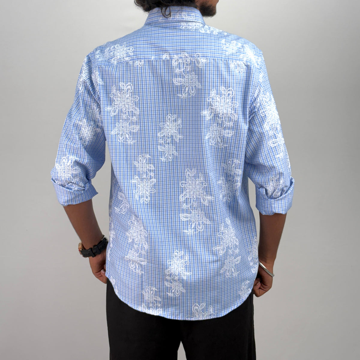 Sky Blue IMP Printed Checks Shirt