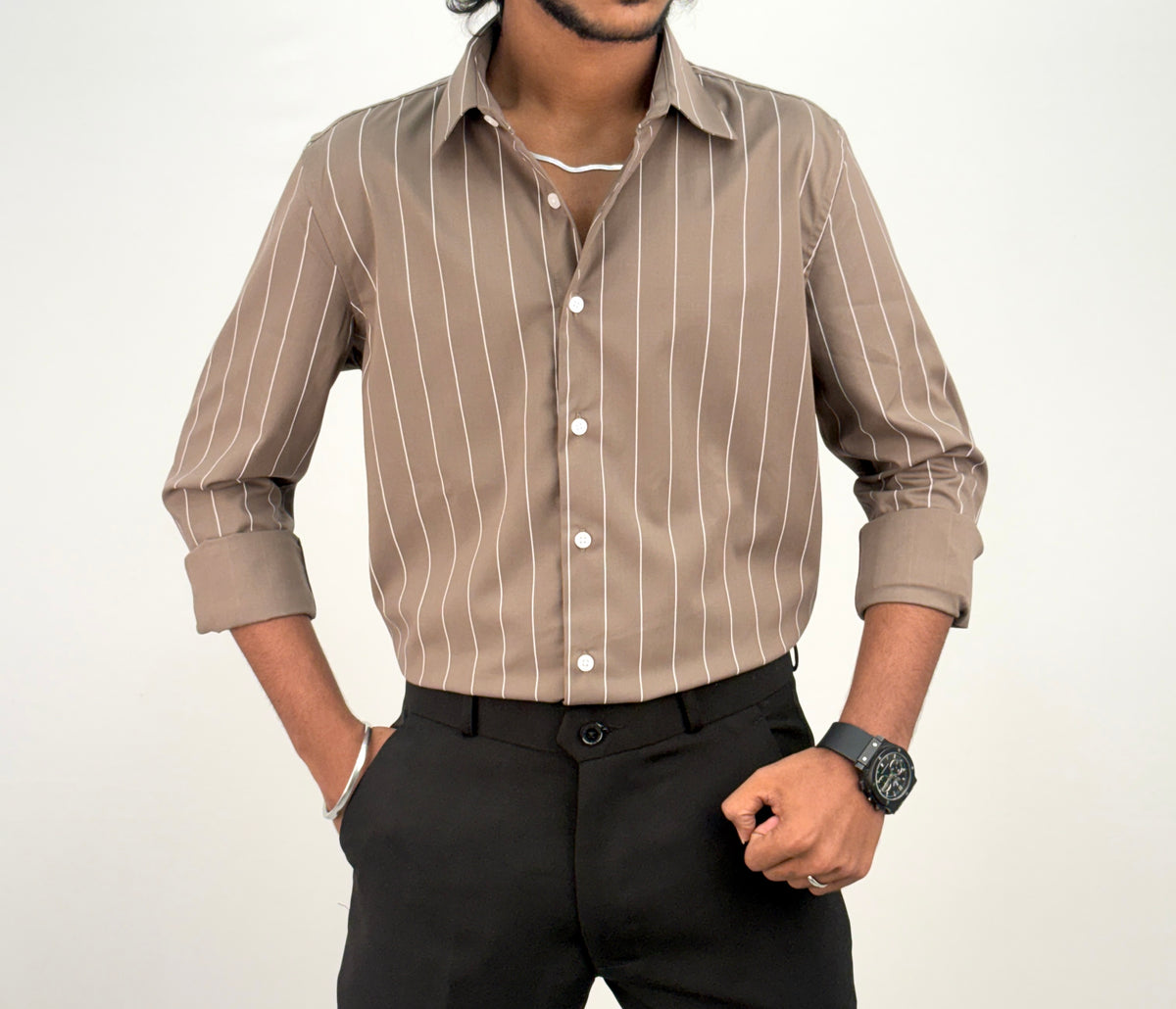 Light Brown IMP Stripe Shirt