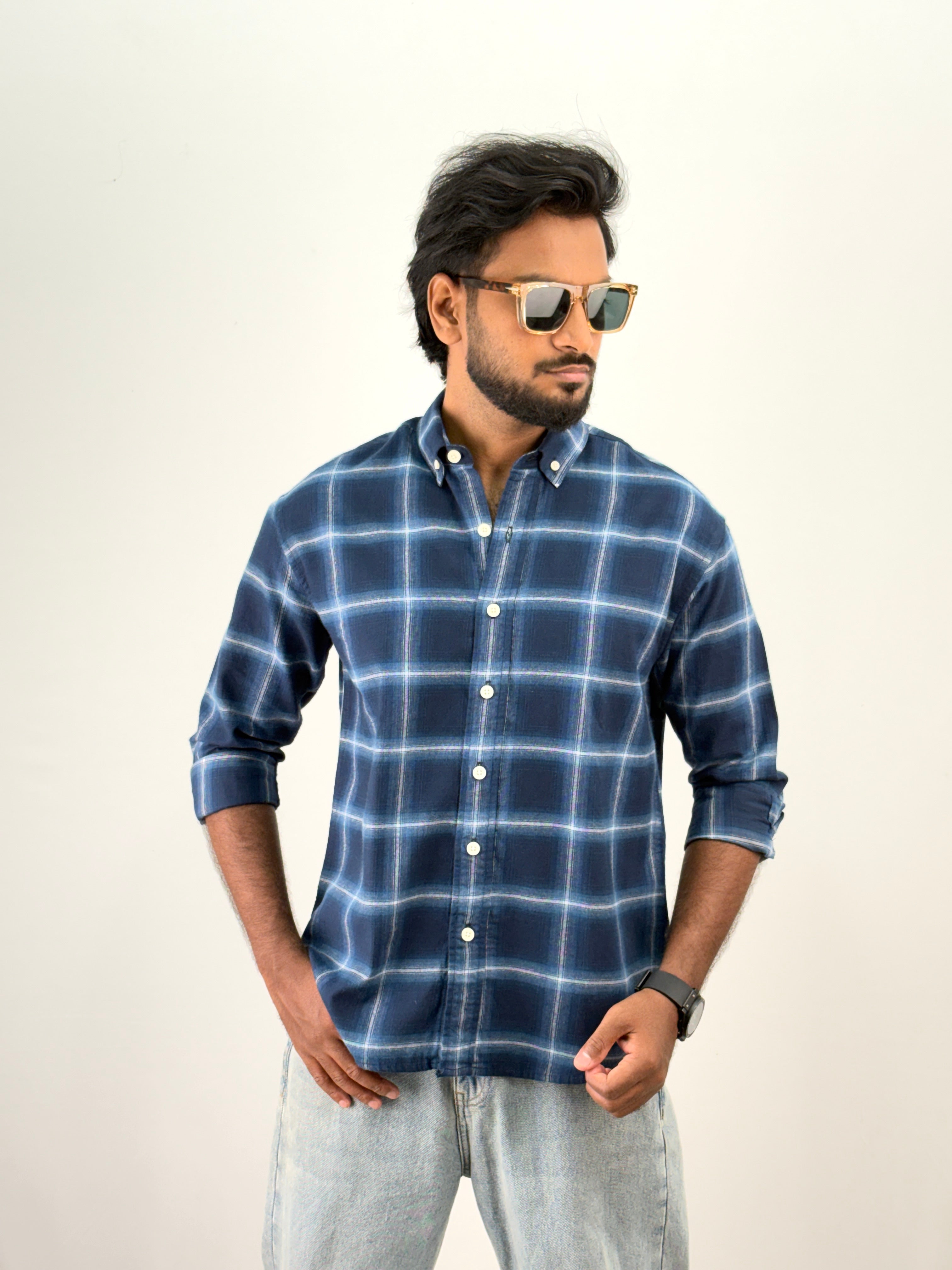 Dark Blue Flannel Shirt
