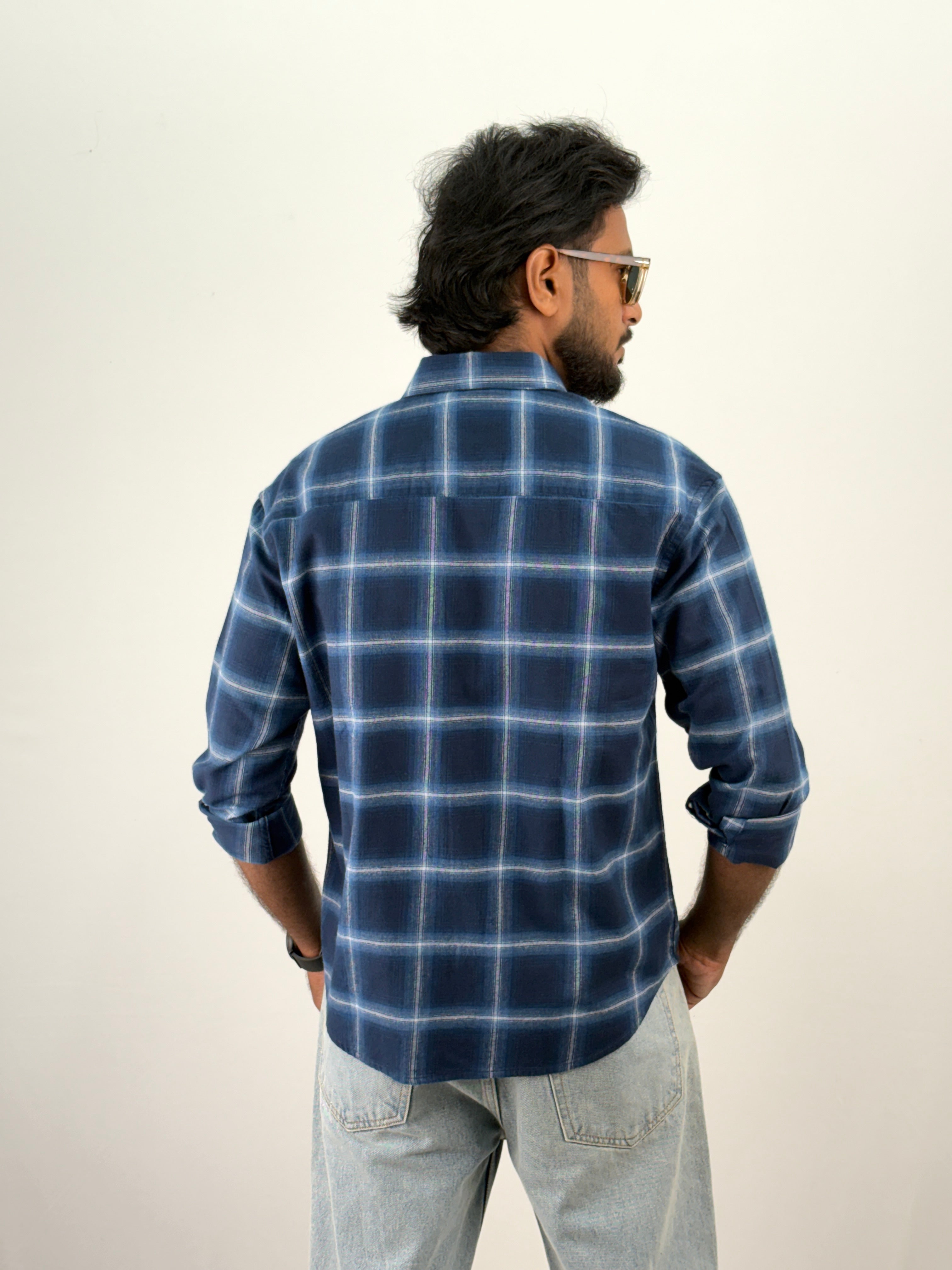 Dark Blue Flannel Shirt