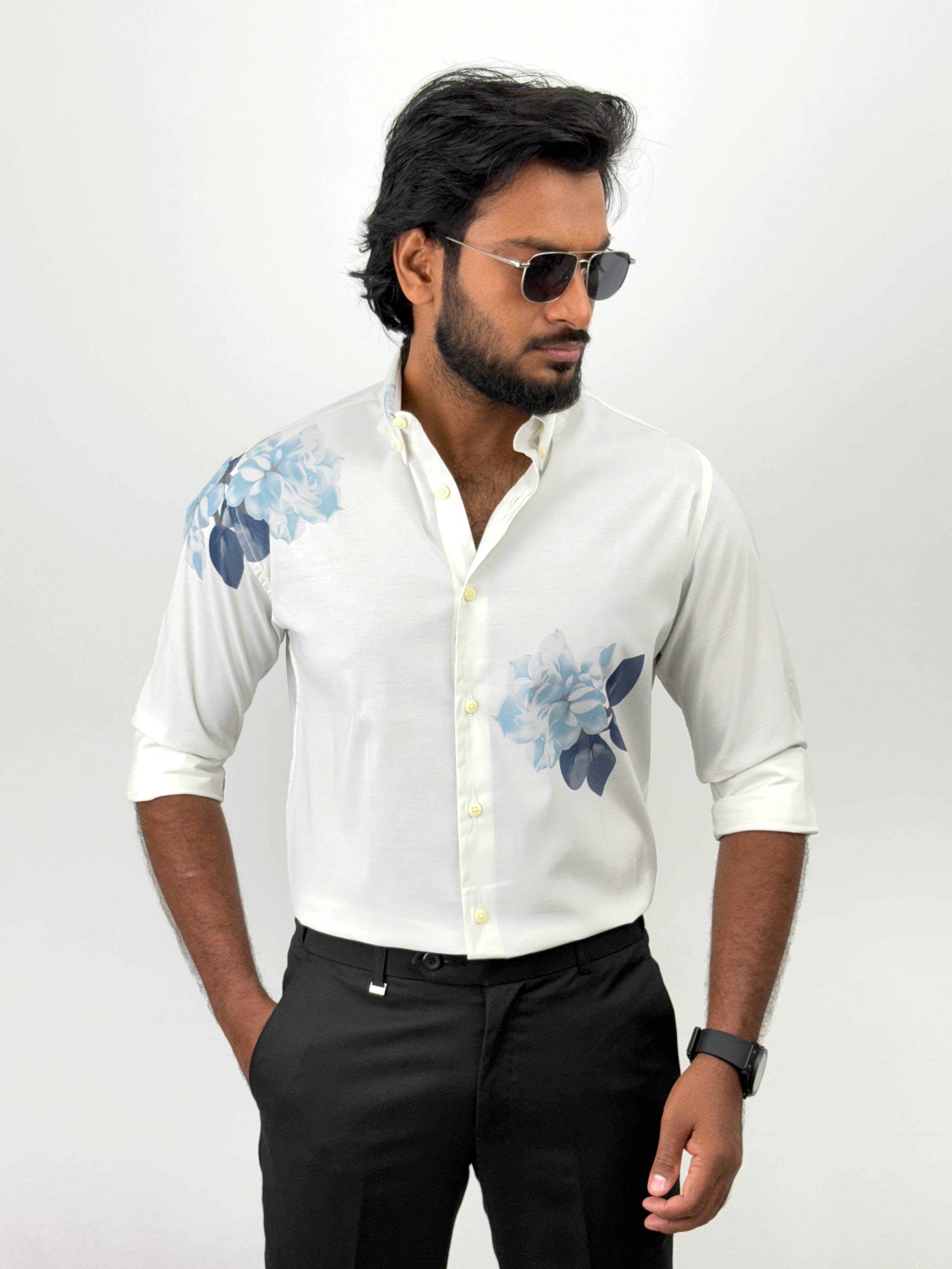 White Retro Printed Shirt