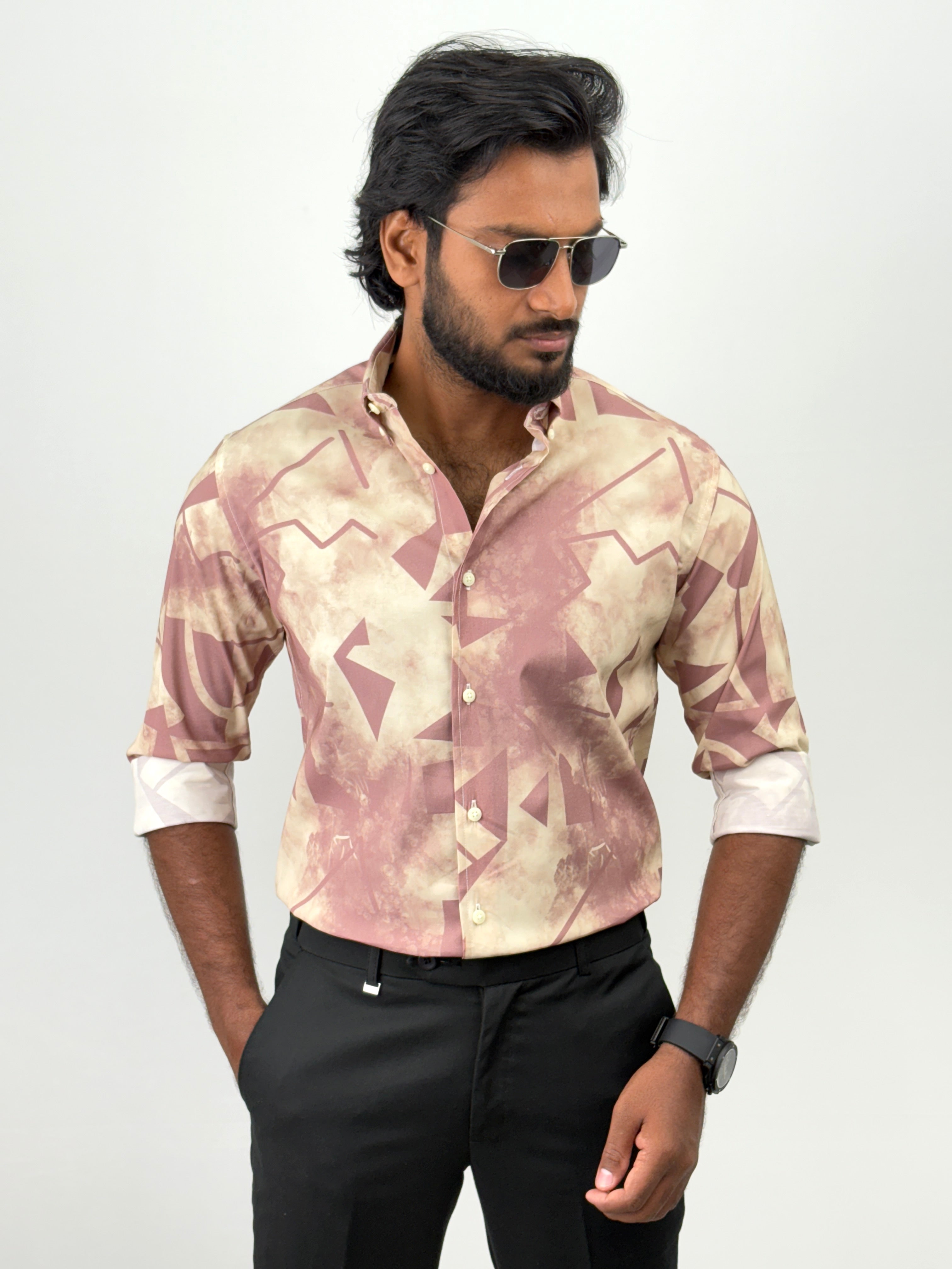 Peach Retro Printed Shirt