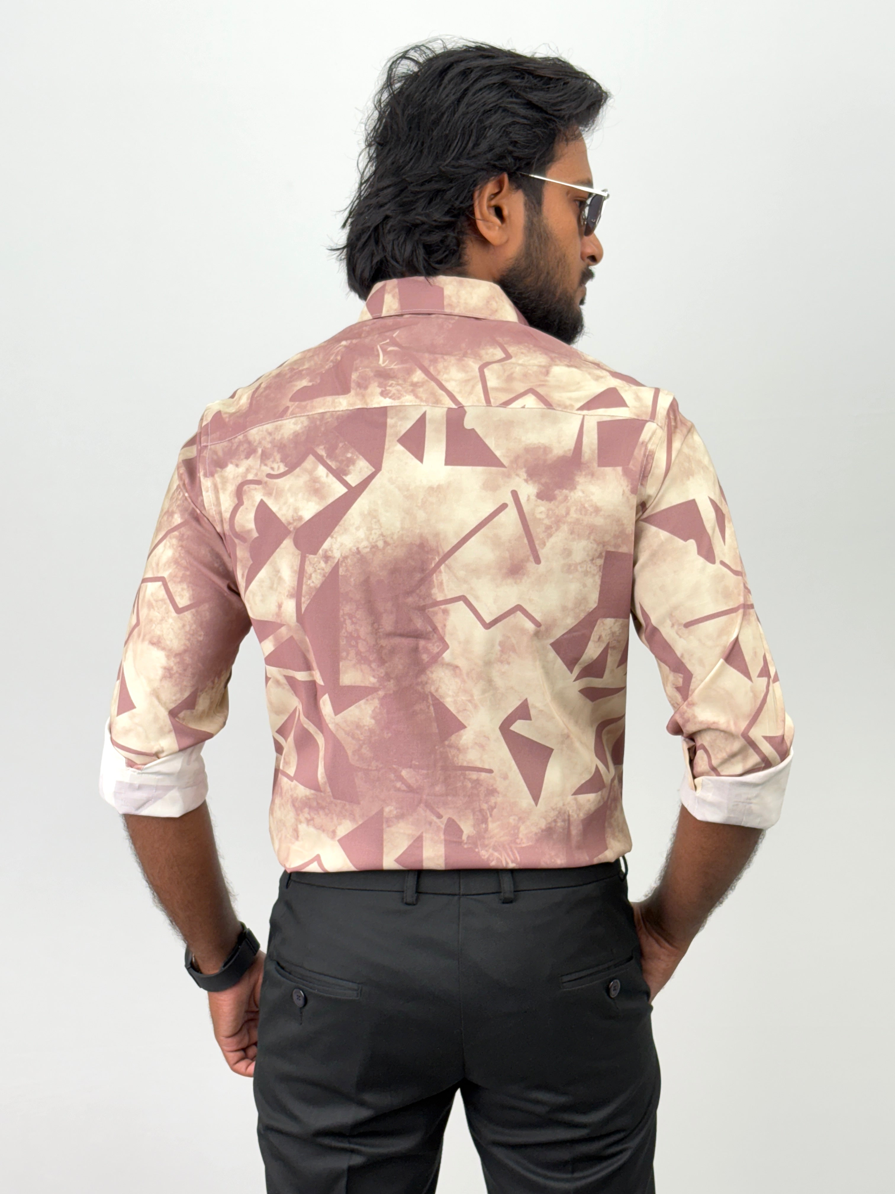 Peach Retro Printed Shirt
