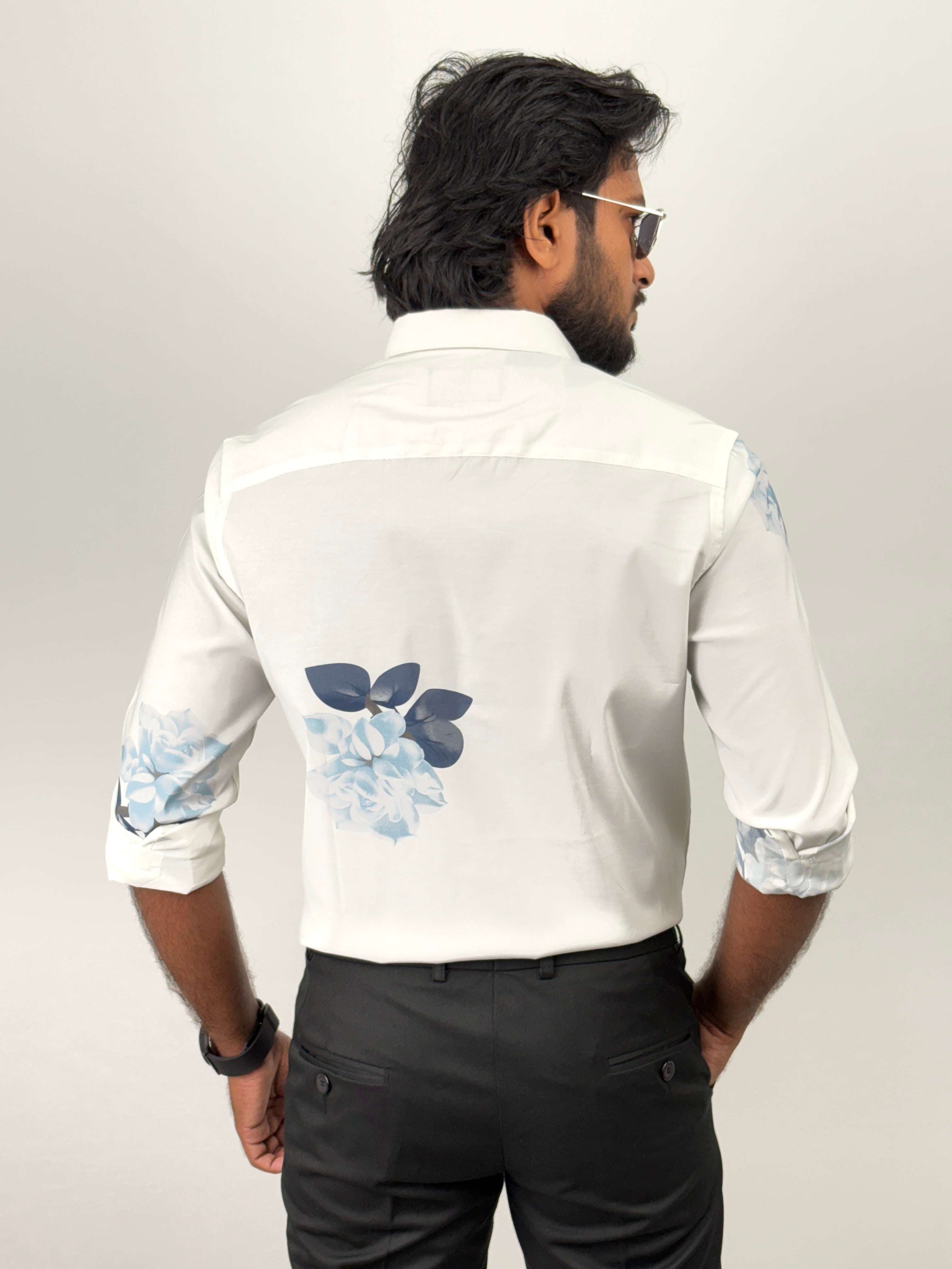 White Retro Printed Shirt