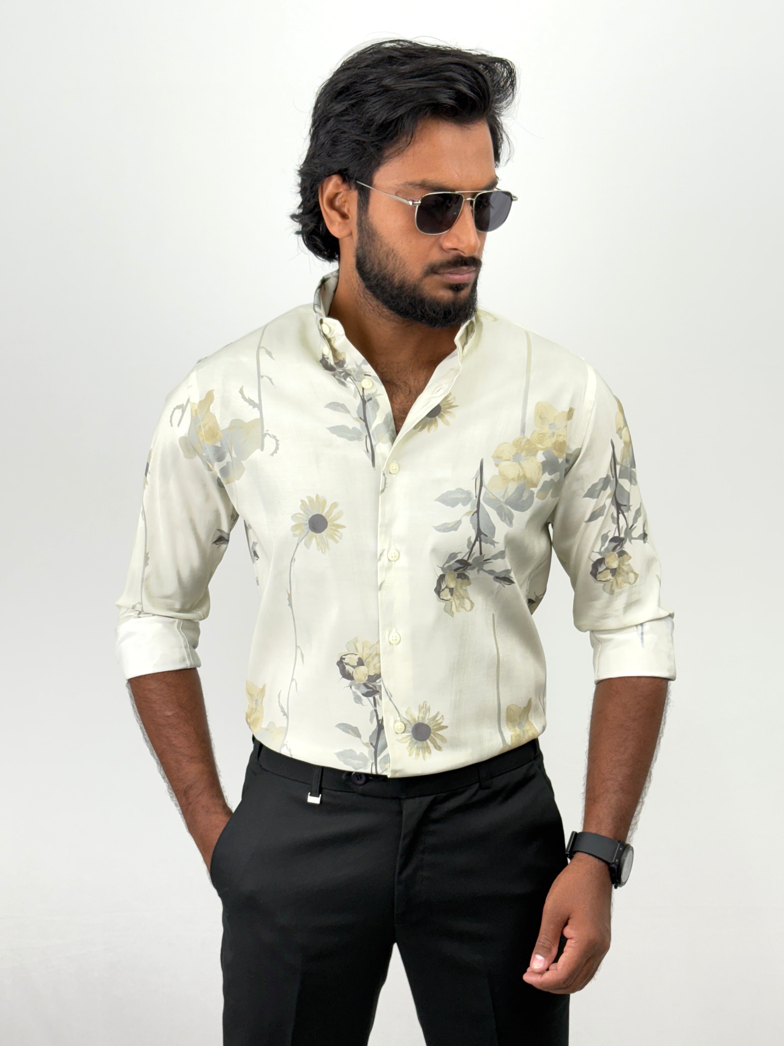 Light Green Retro Printed Shirt