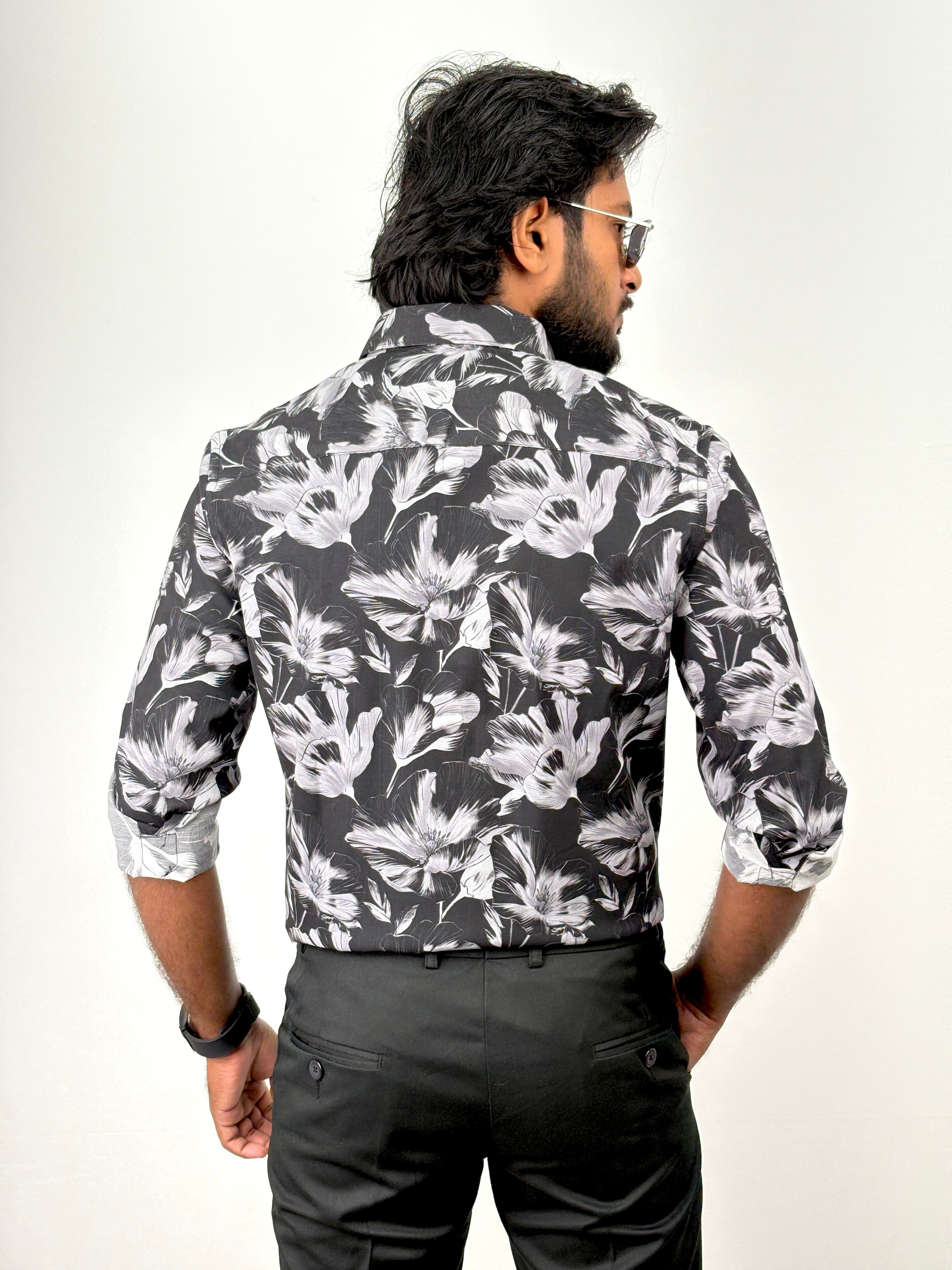 Black Retro Printed Shirt