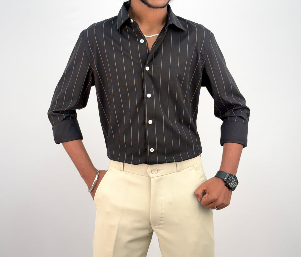 Black IMP Stripe Shirt