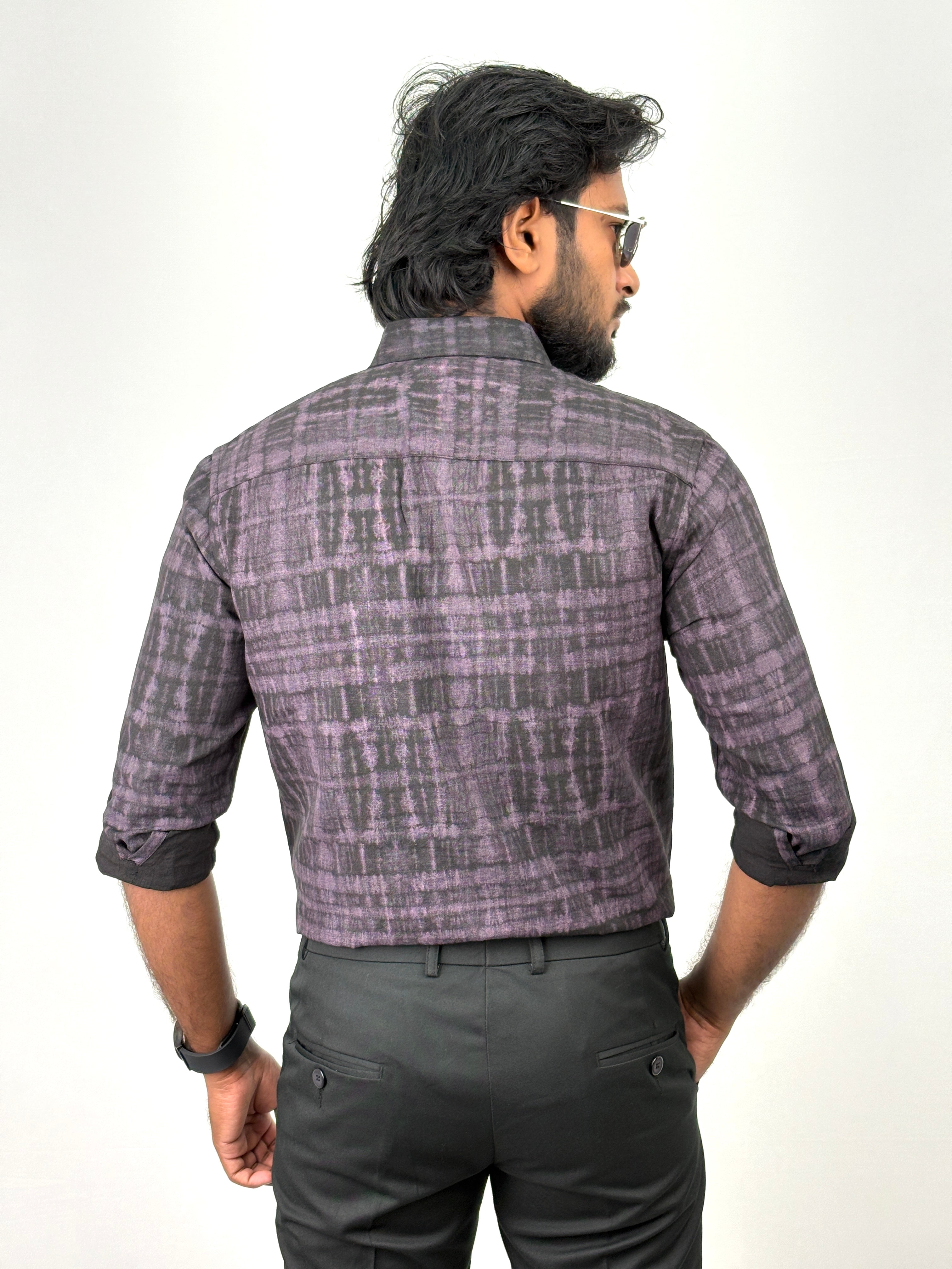 Violet Retro Linen Printed Shirt