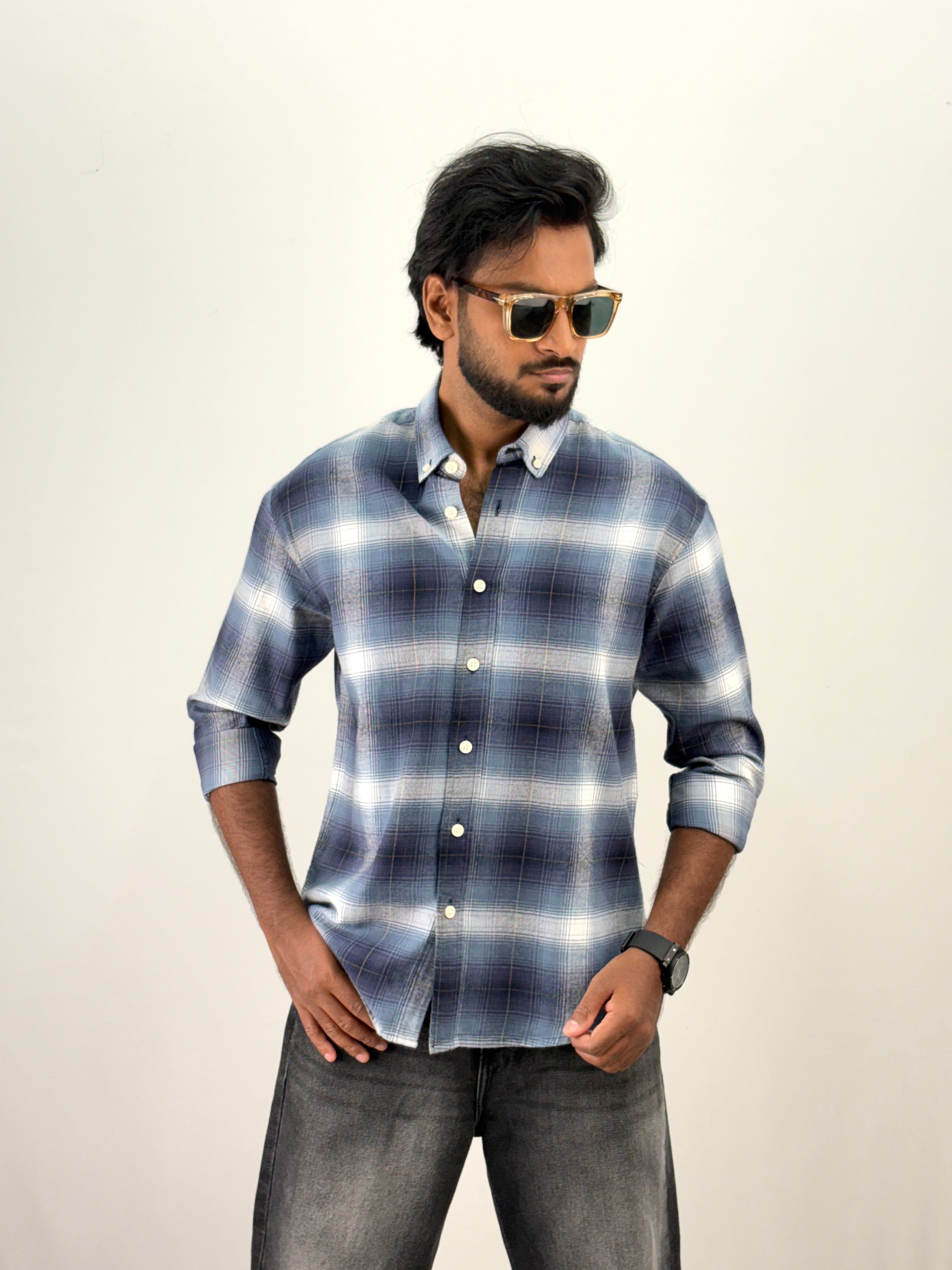 White Blue Flannel Shirt