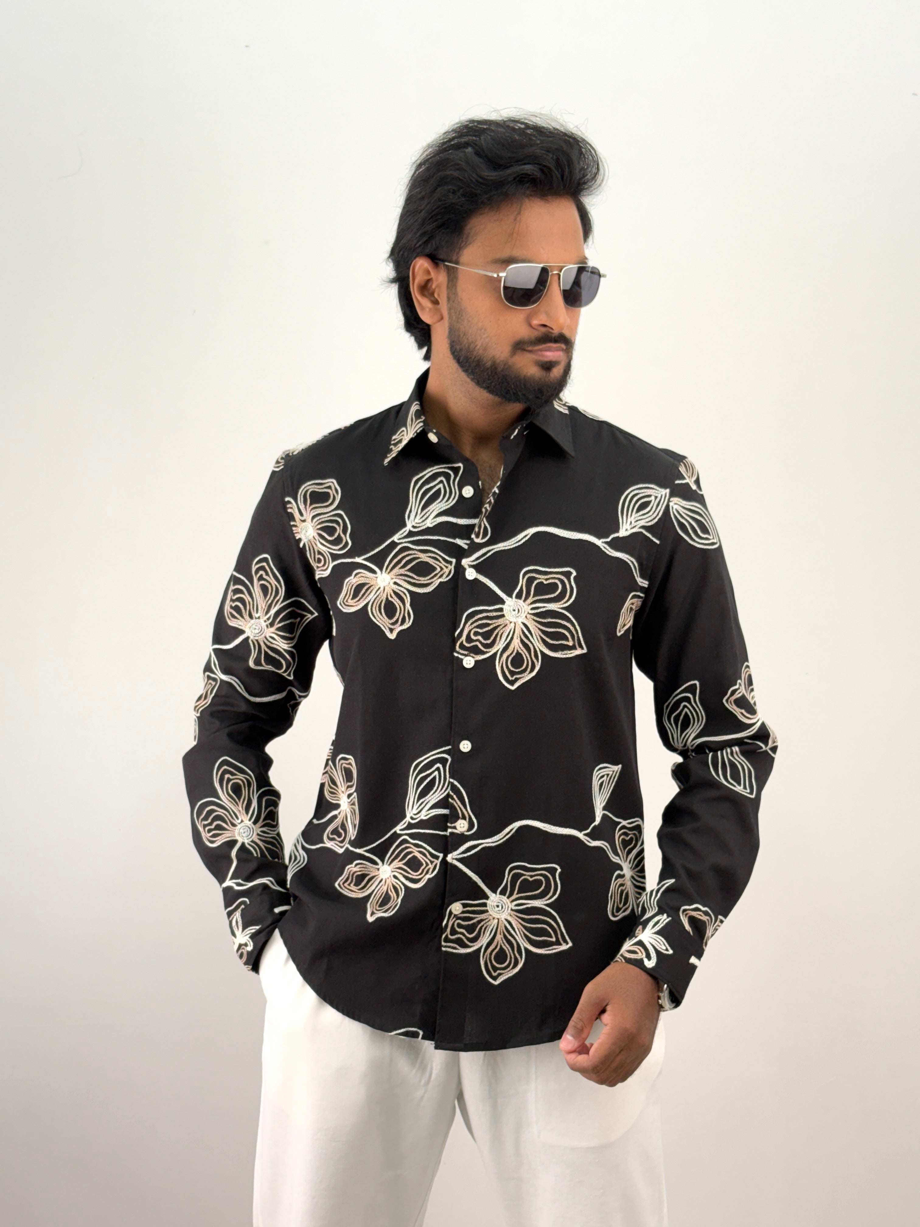Black 1 Embroidery Shirt