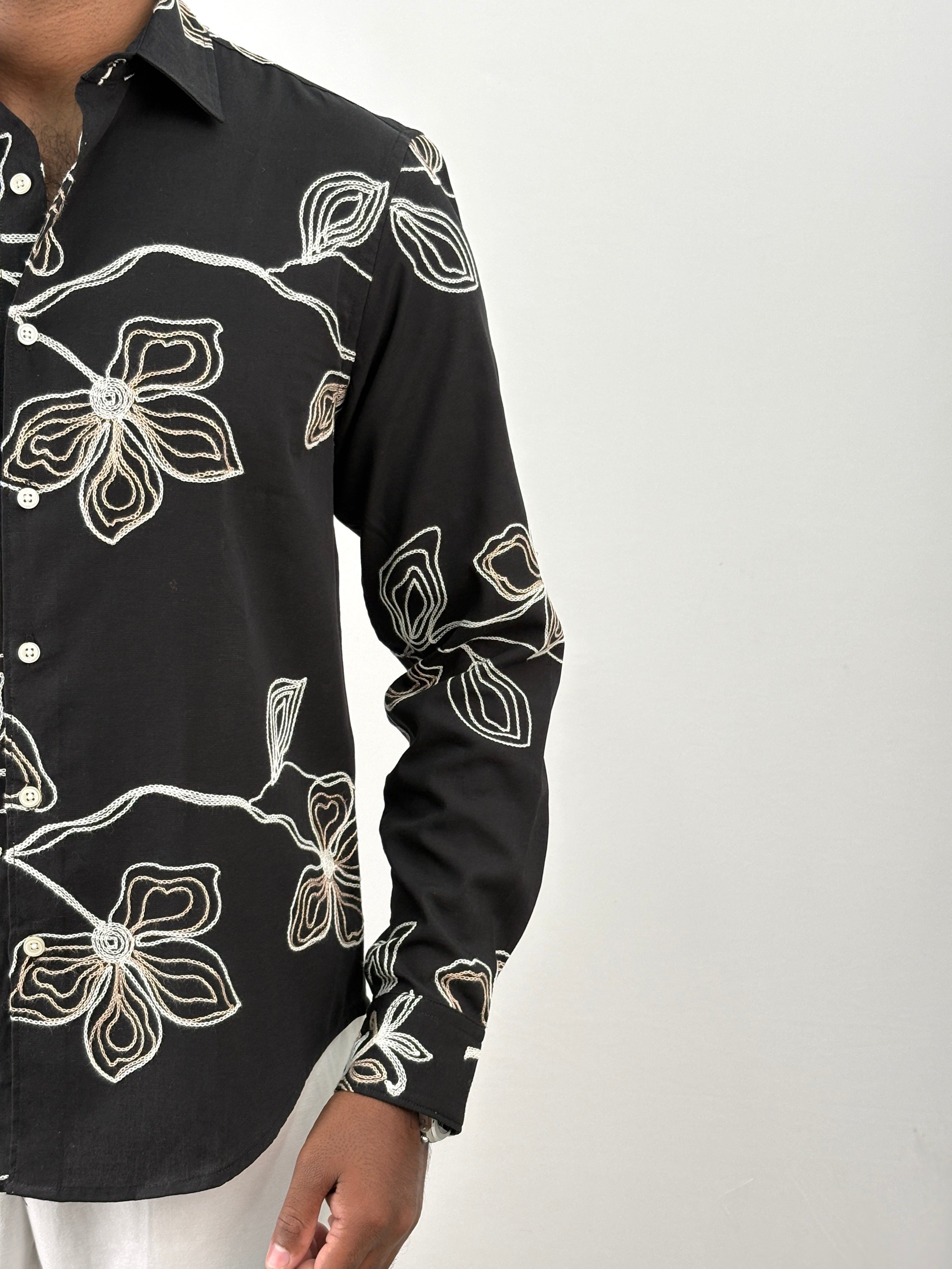 Black 1 Embroidery Shirt