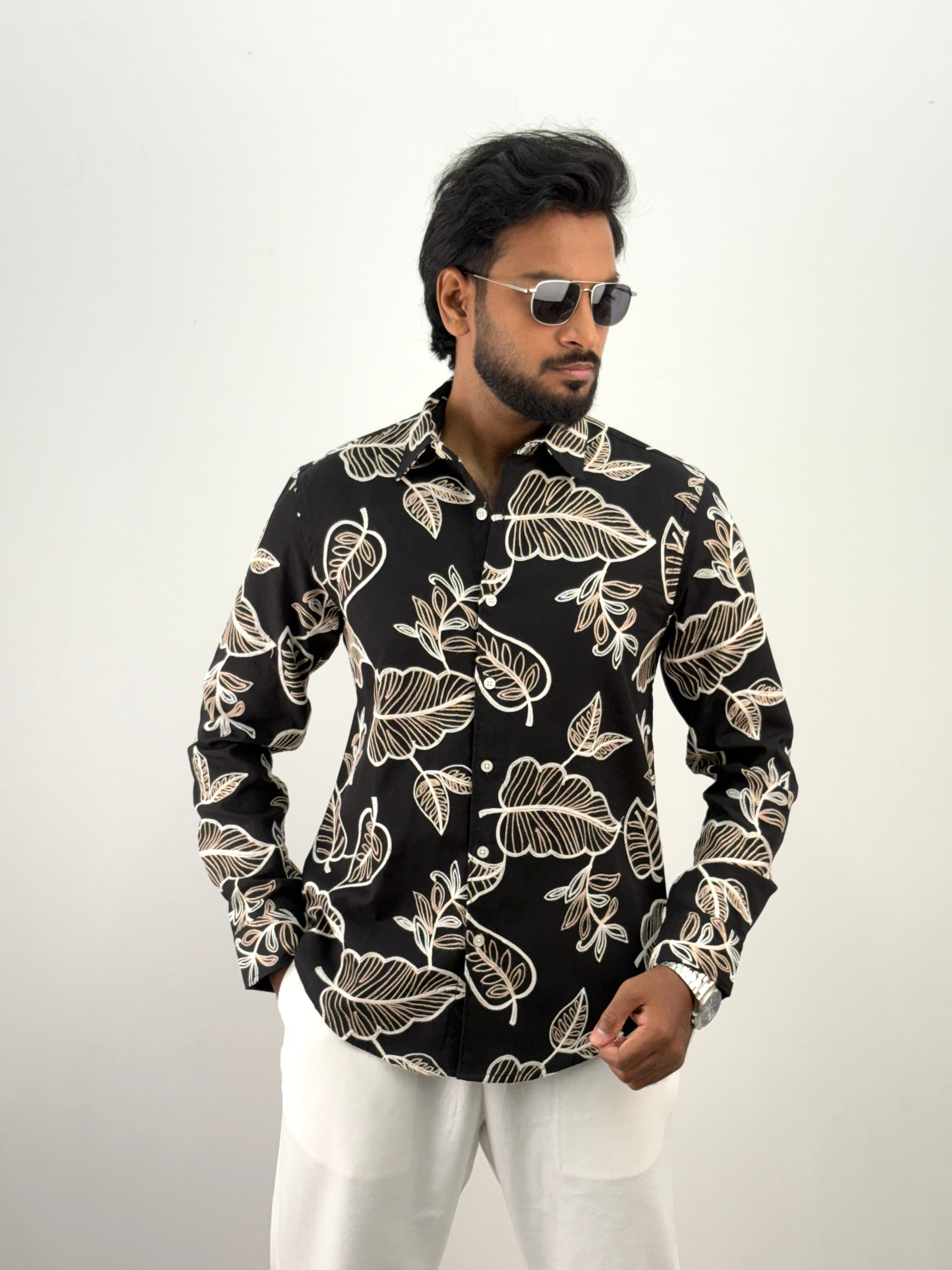 Black 2 Embroidery Shirt