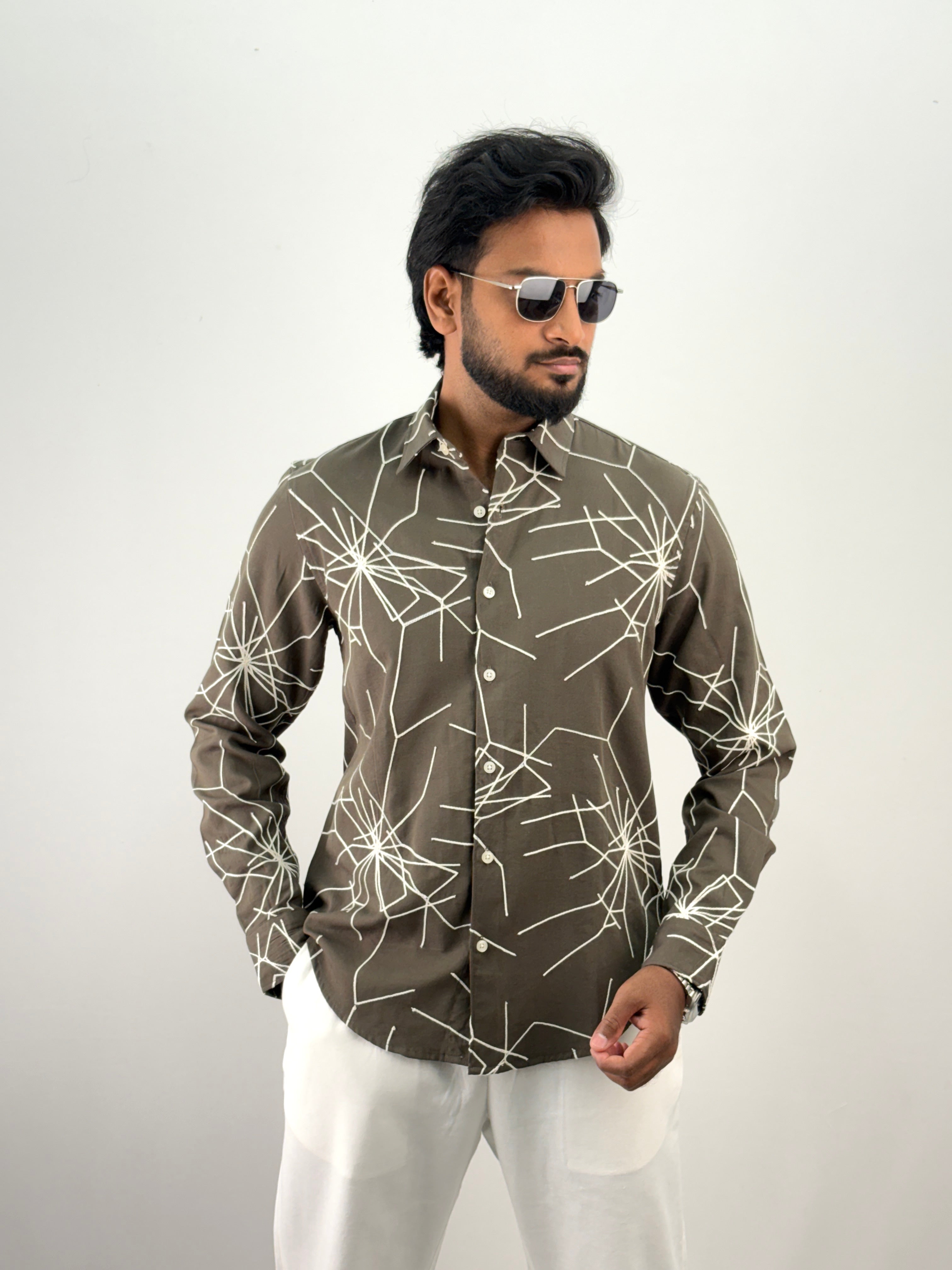 Olive Embroidery Shirt