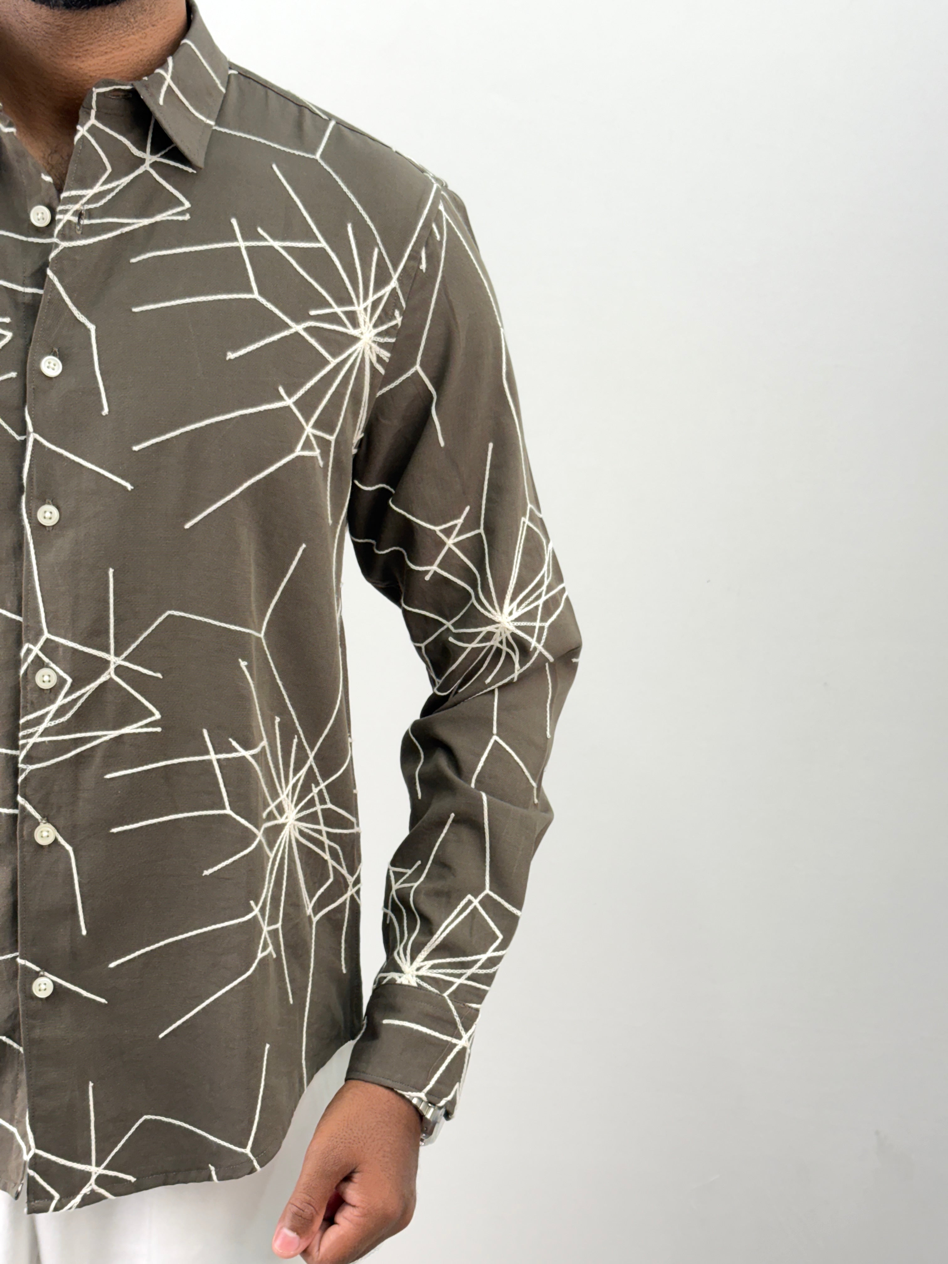 Olive Embroidery Shirt