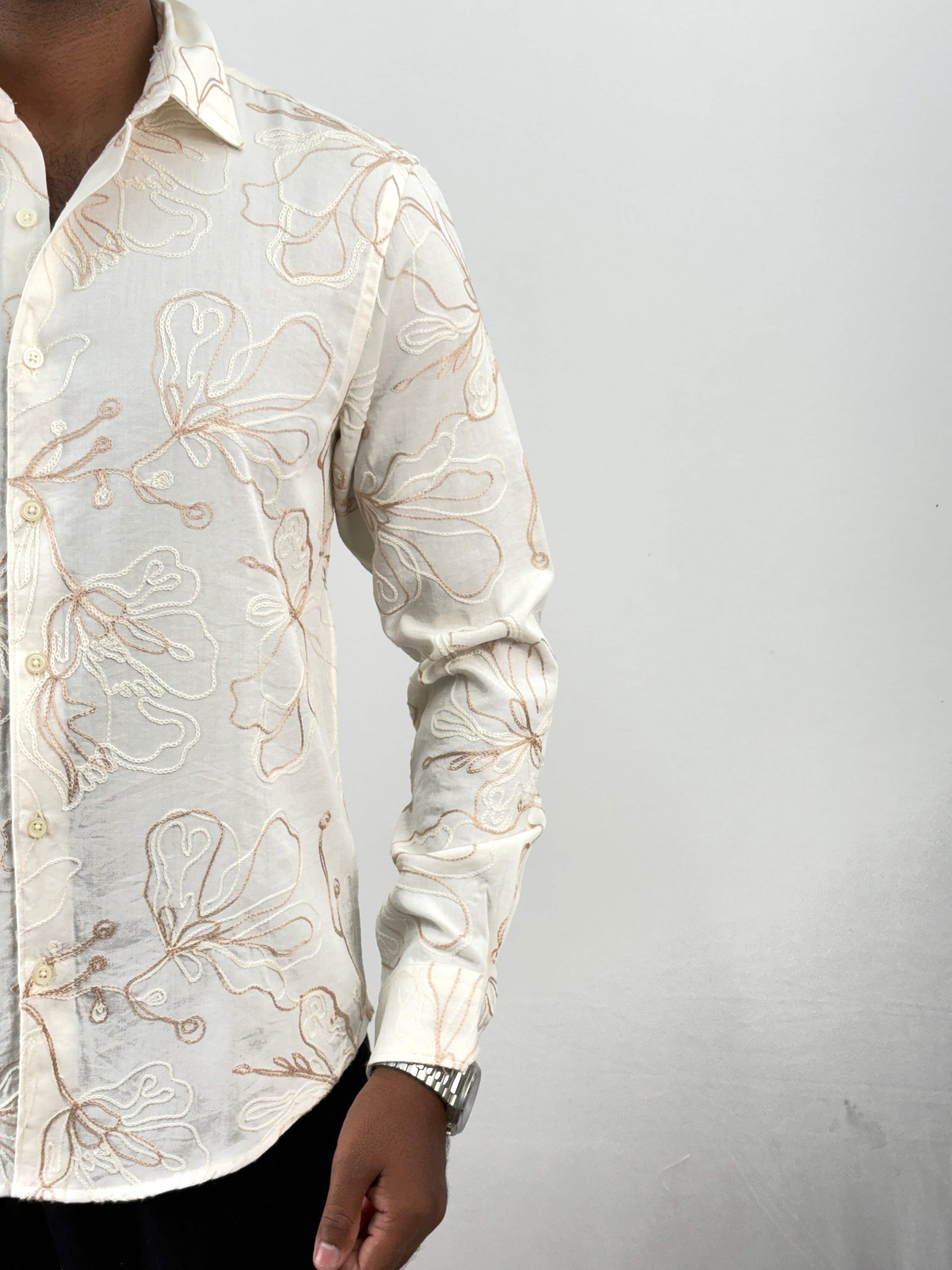 Cream Embroidery Shirt