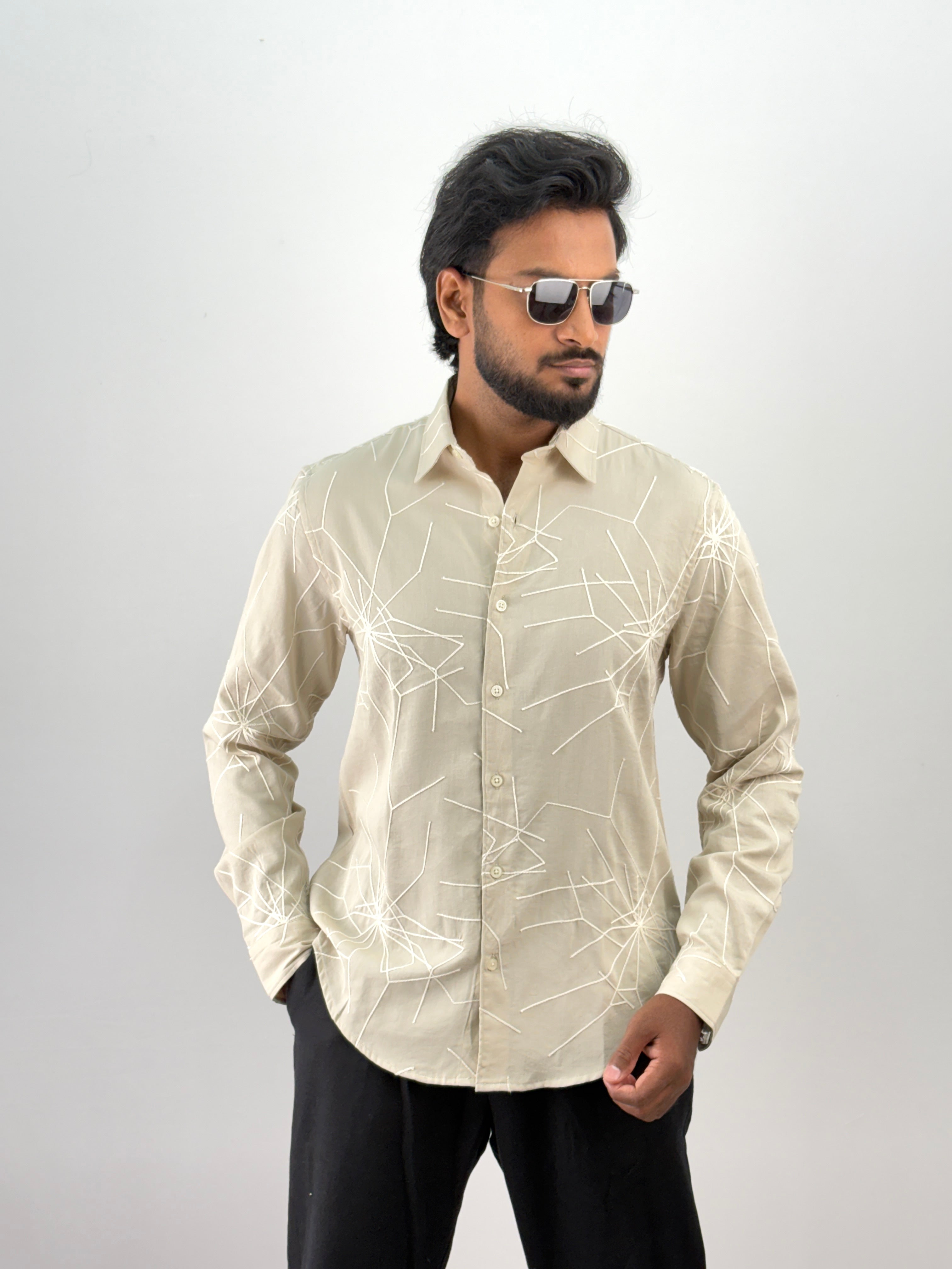 Beige Embroidery Shirt