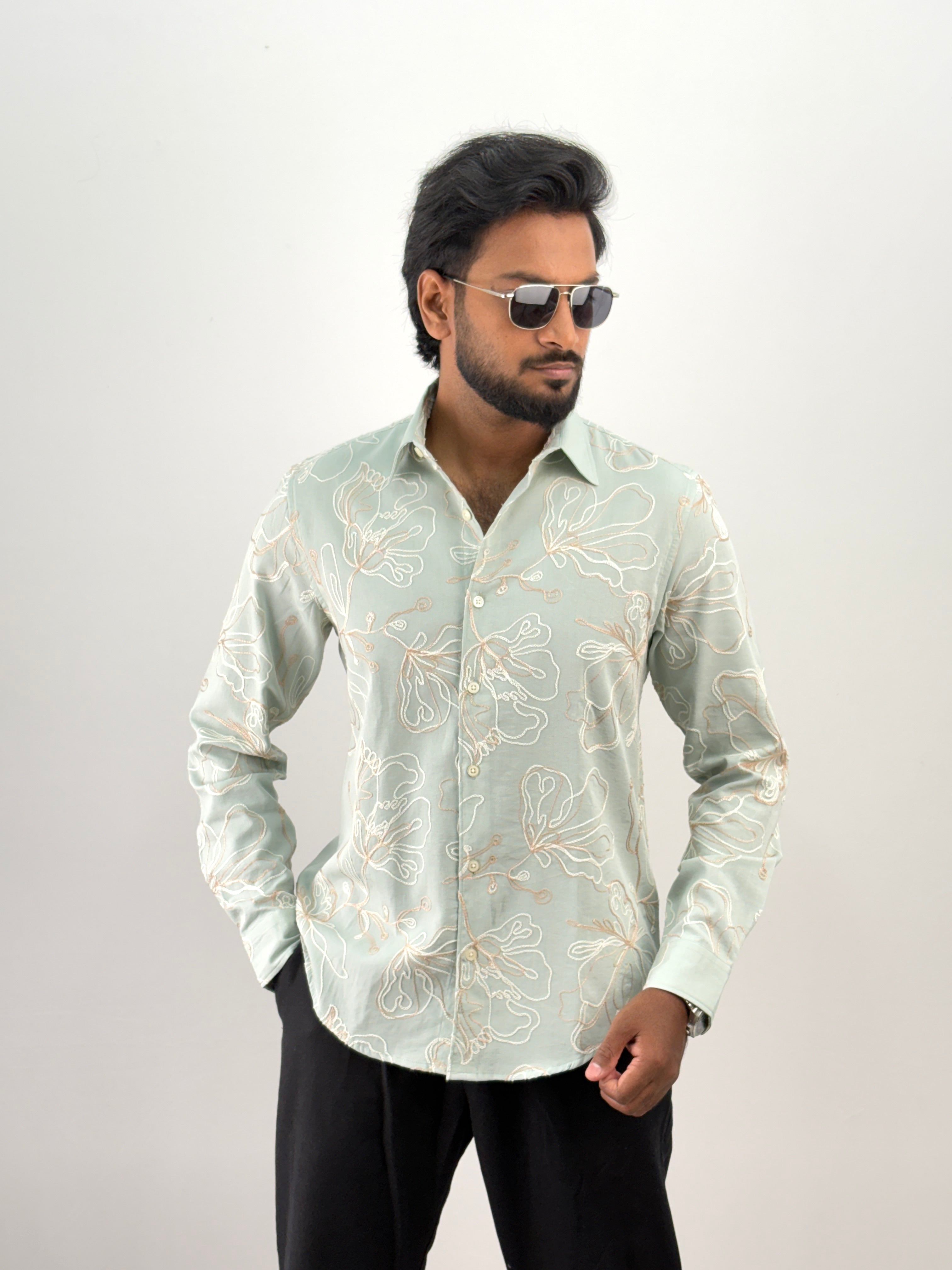 Light Green Embroidery Shirt