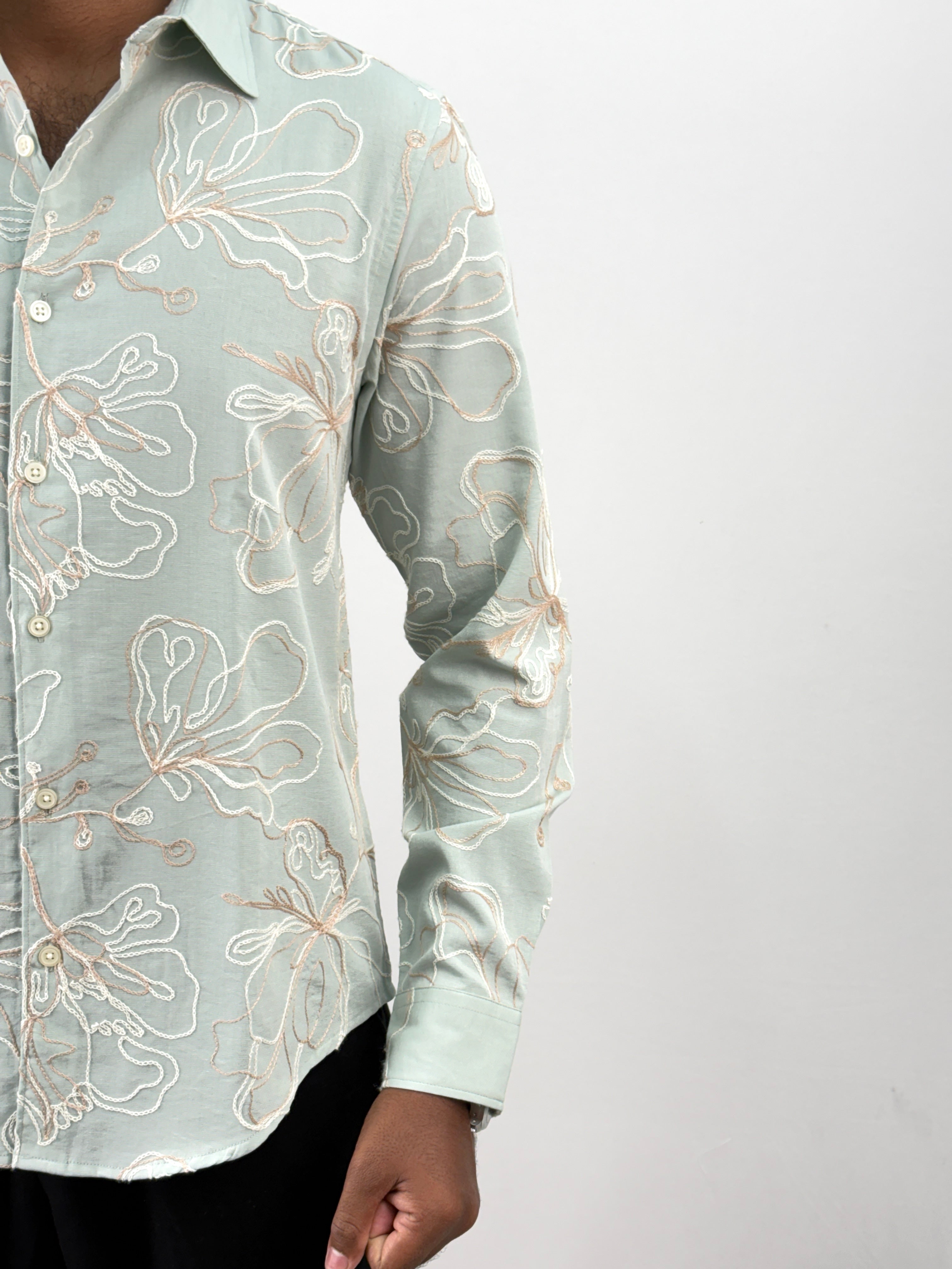 Light Green Embroidery Shirt