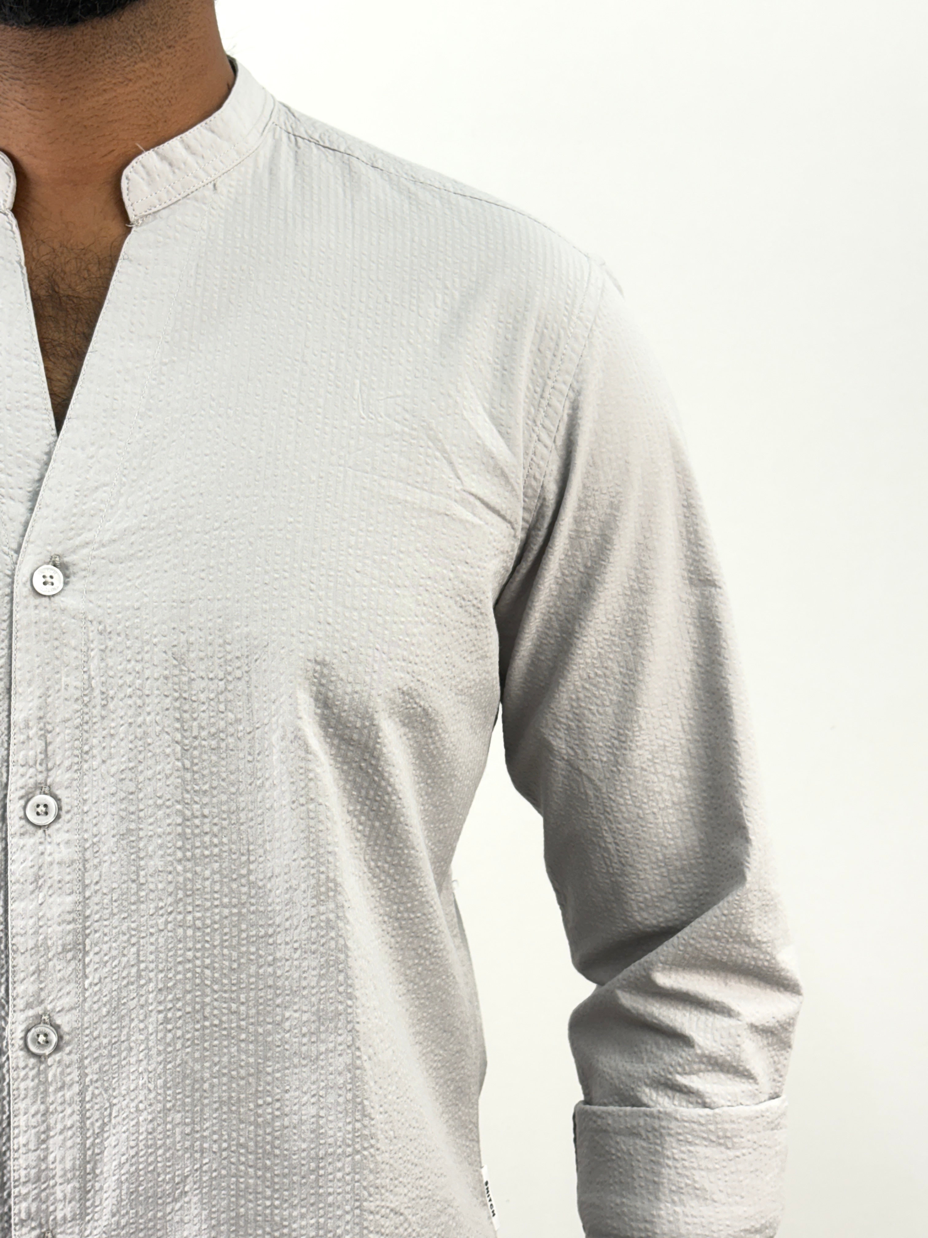 Grey Mandarin Collar Shirt