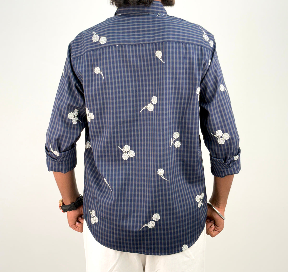 Navy IMP Embroidery Checks Shirt 2