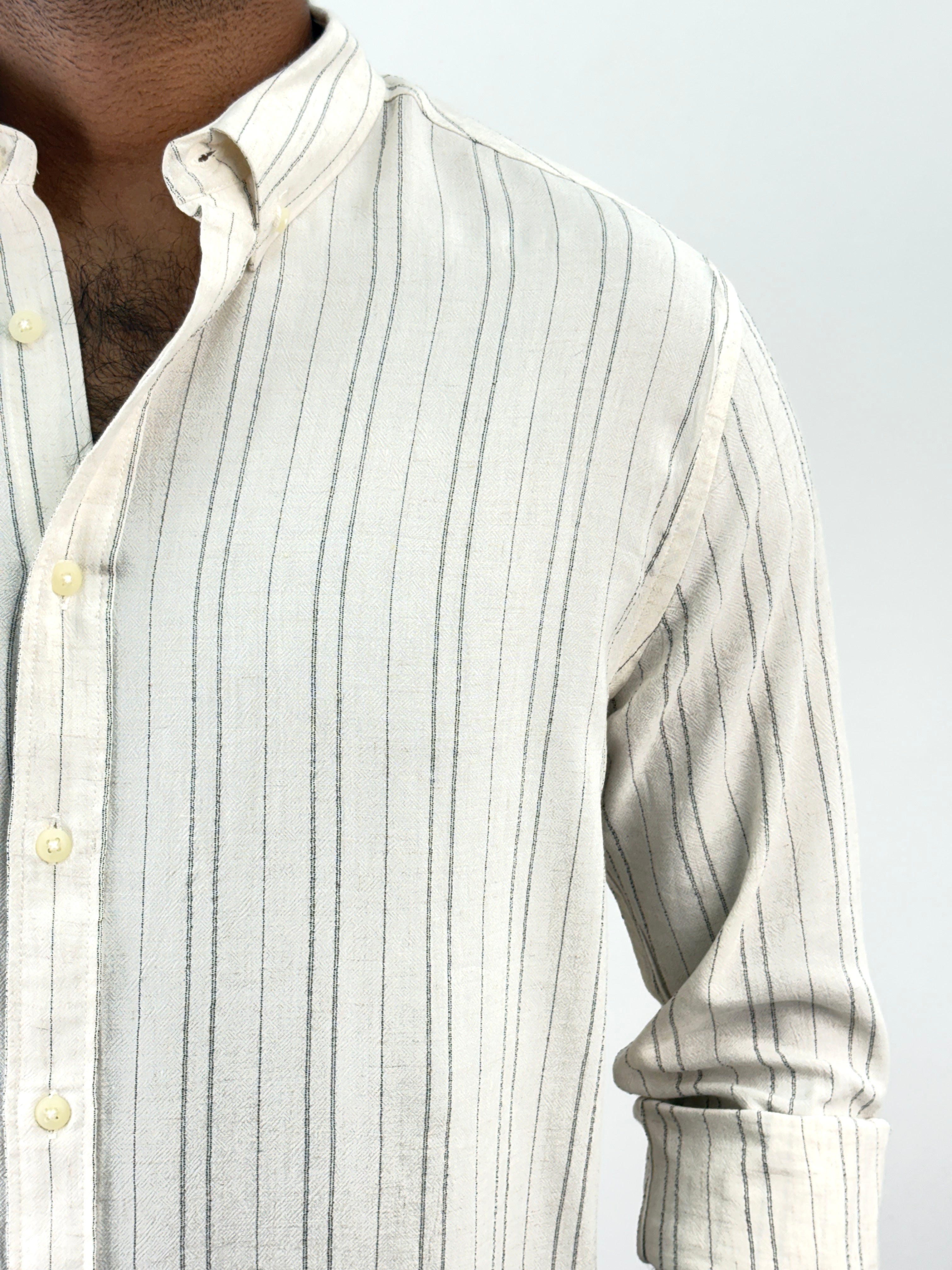 Cream Linen Stripe Shirt