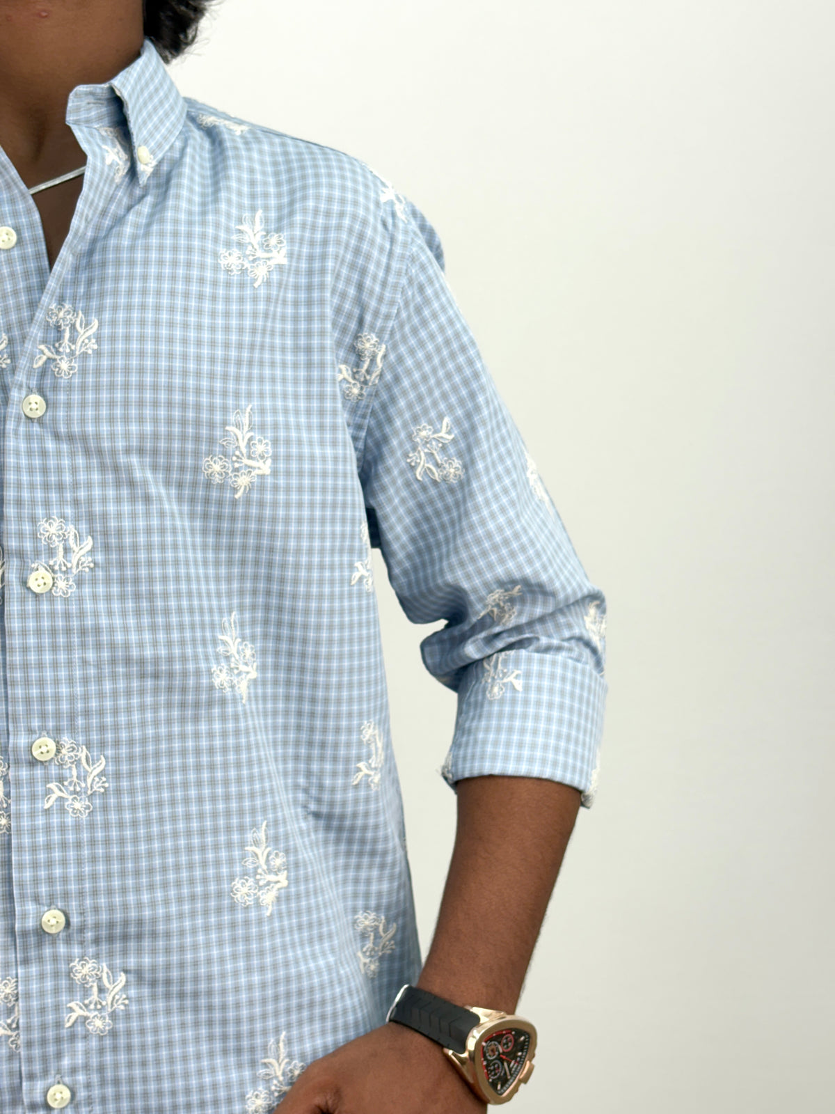 Light Blue IMP Embroidery Checks Shirt 2