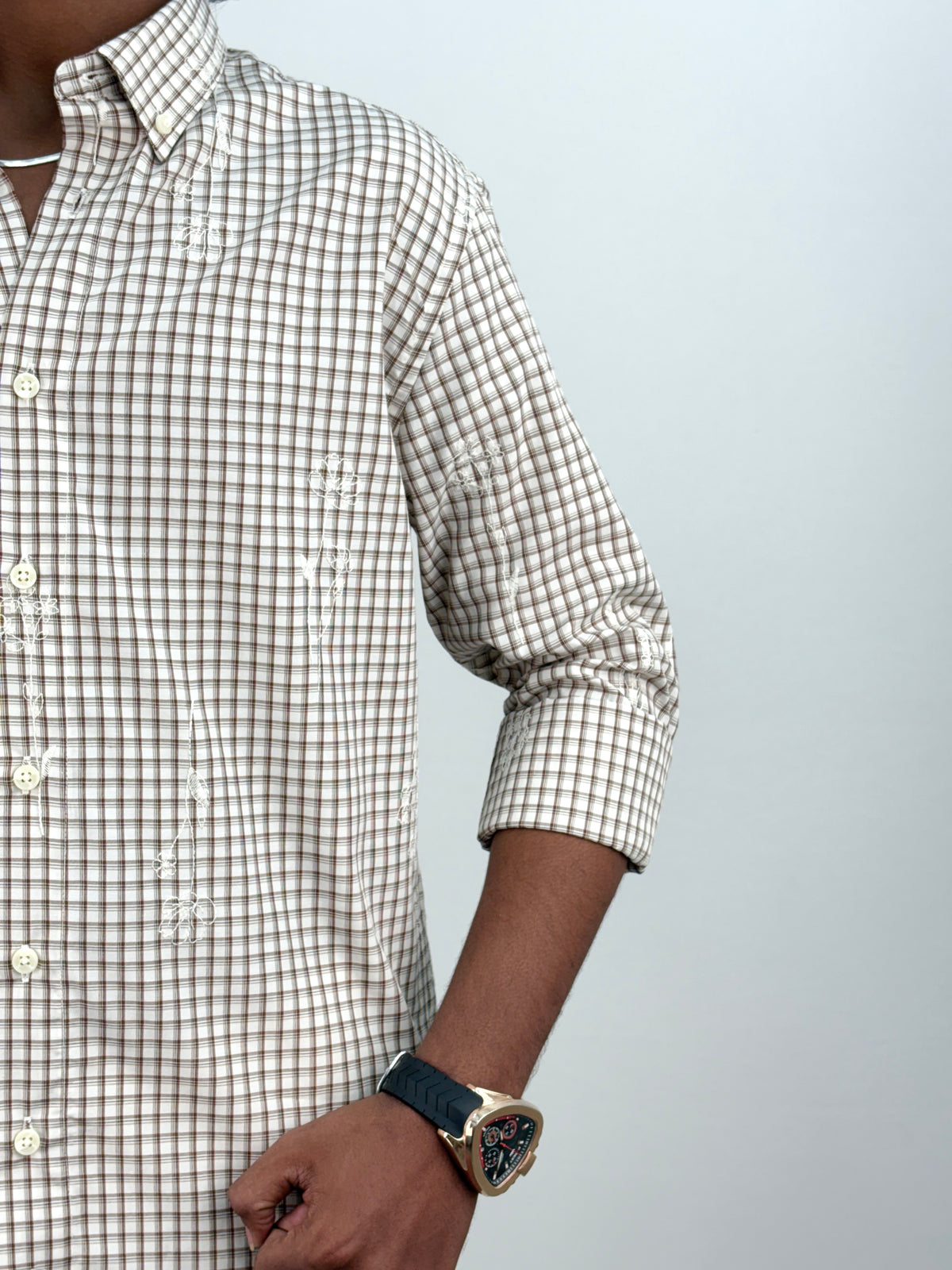 Cream IMP Embroidery Checks Shirt 2