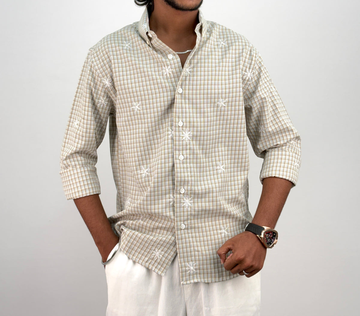 Grey IMP Embroidery Checks Shirt 2