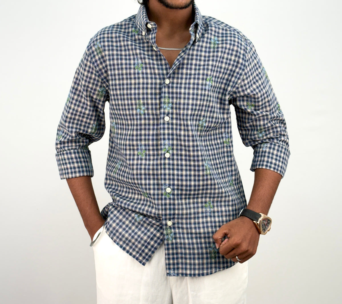Ink Blue IMP Embroidery Checks Shirt 2