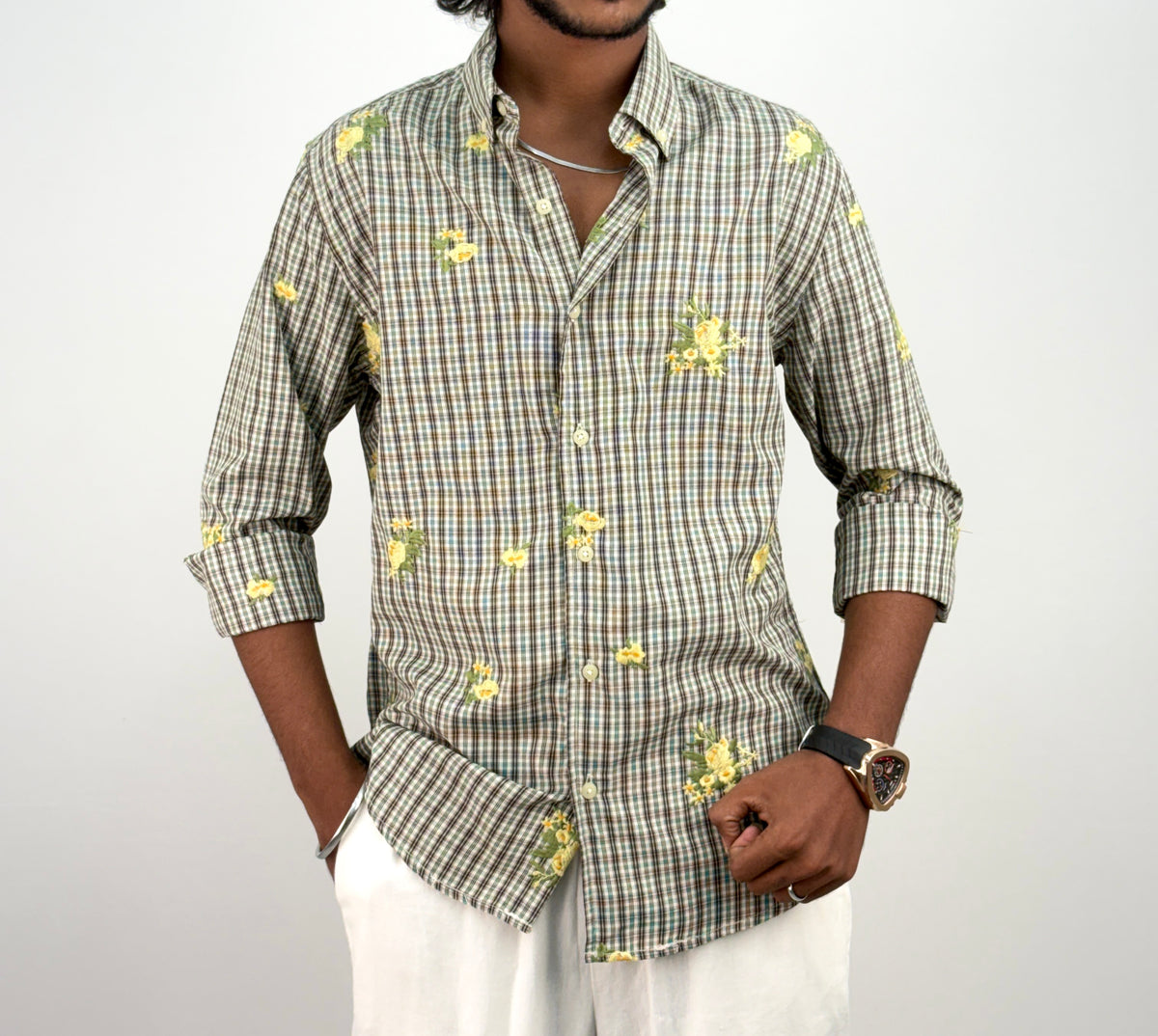 Green IMP Embroidery Checks Shirt 2