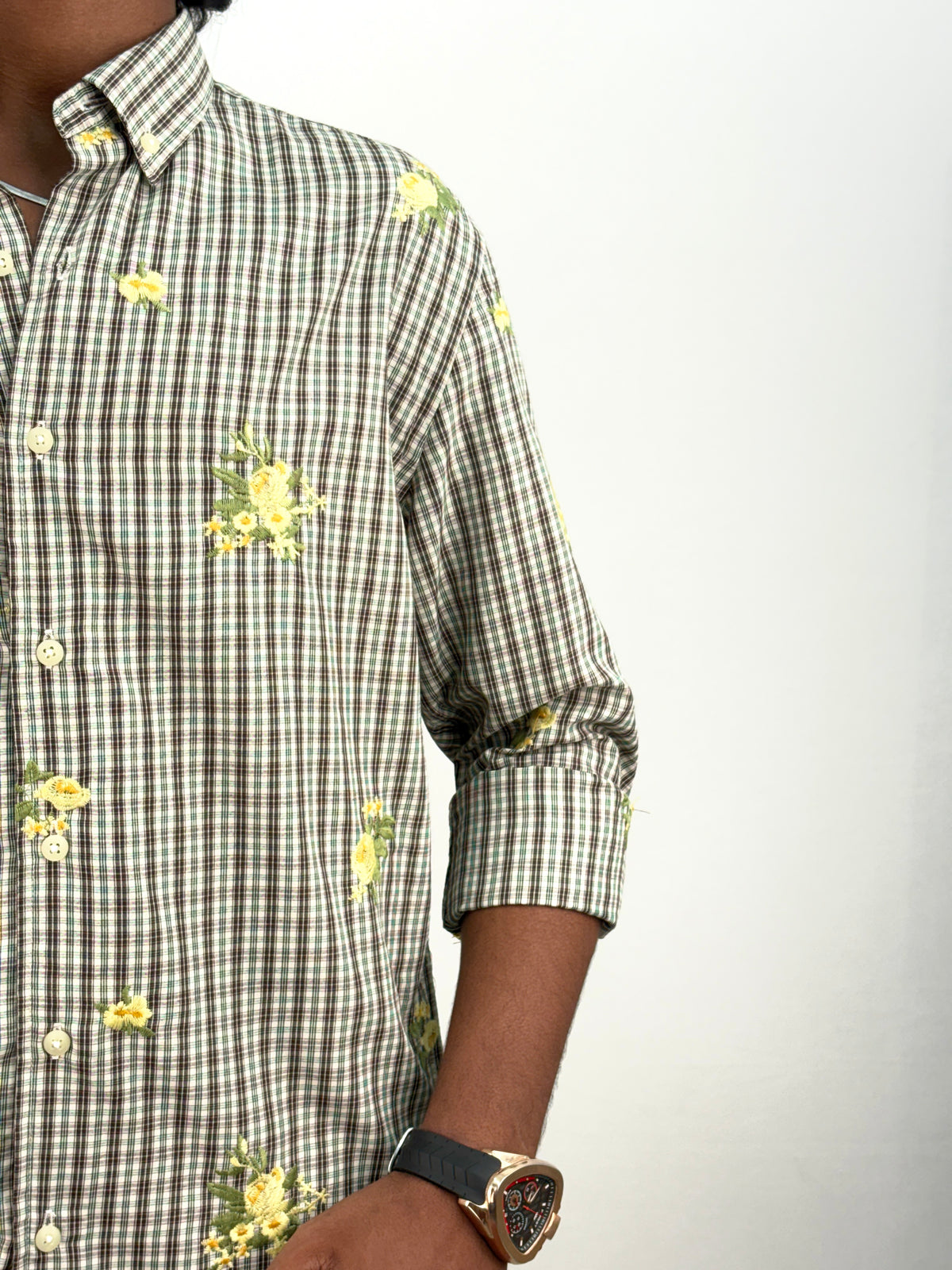 Green IMP Embroidery Checks Shirt 2