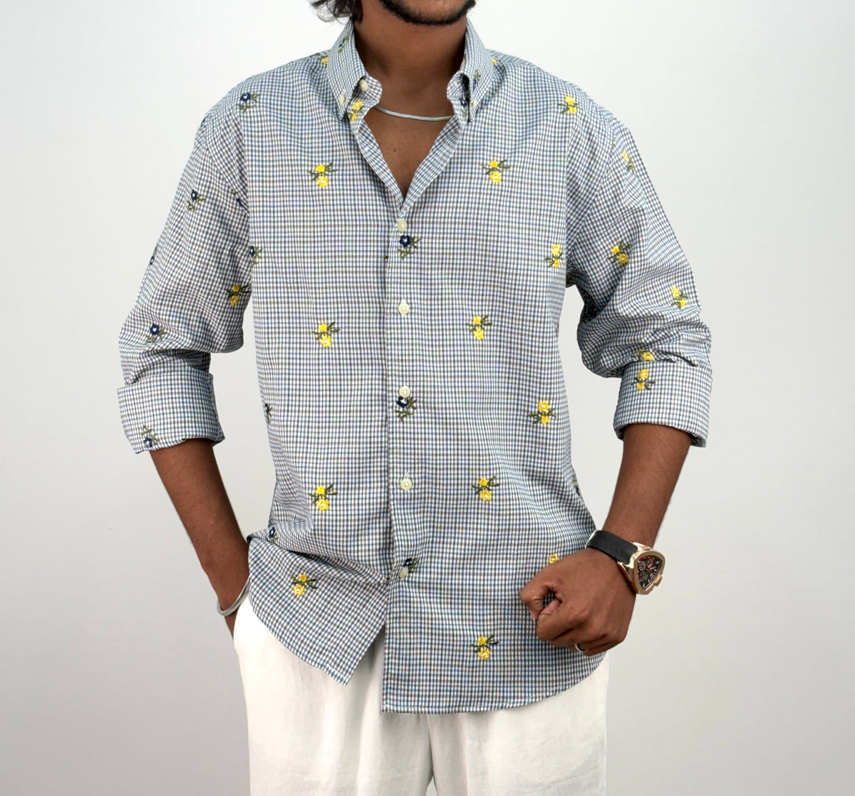 Blue IMP Embroidery Checks Shirt 2