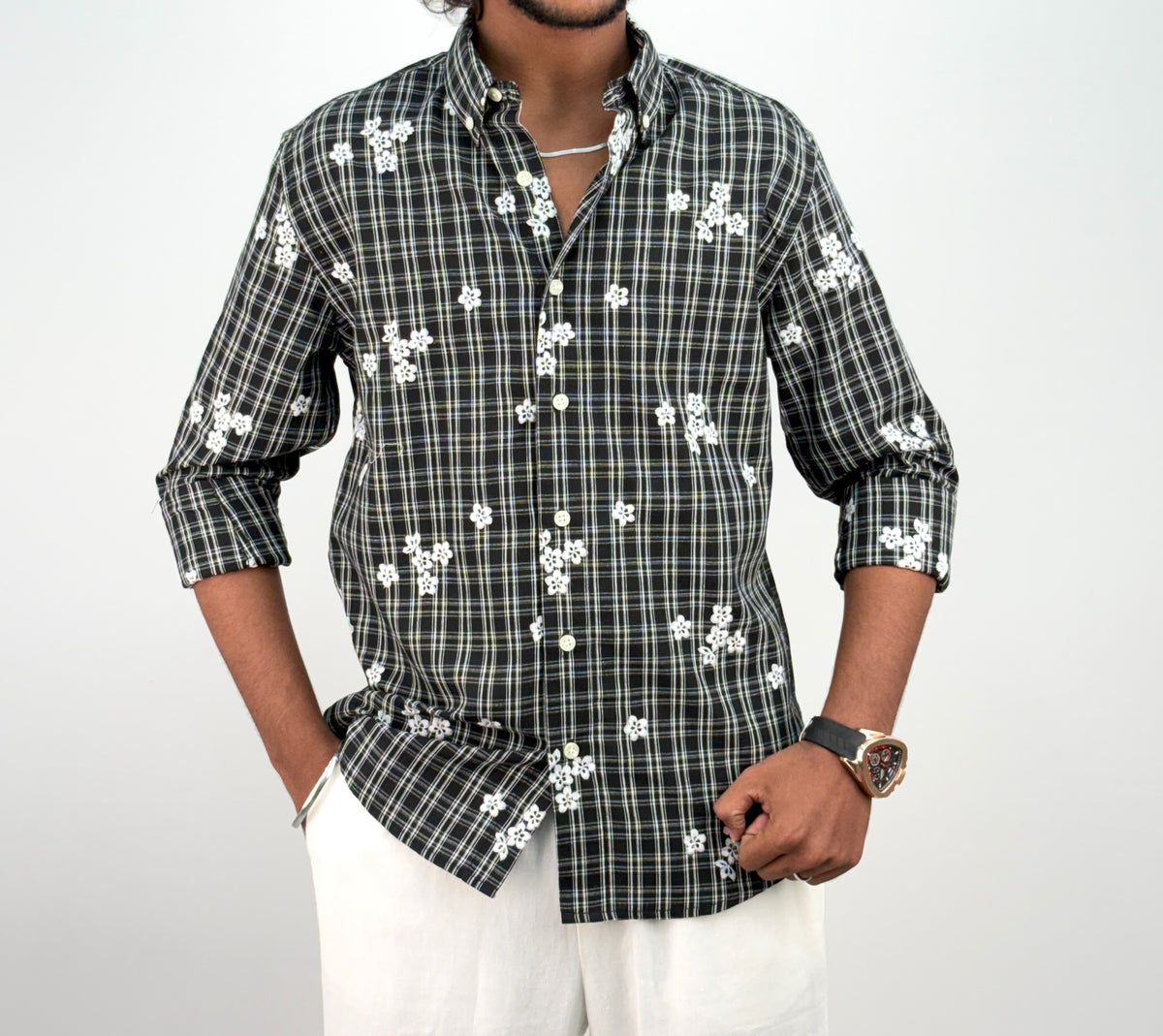 Black IMP Embroidery Checks Shirt 2