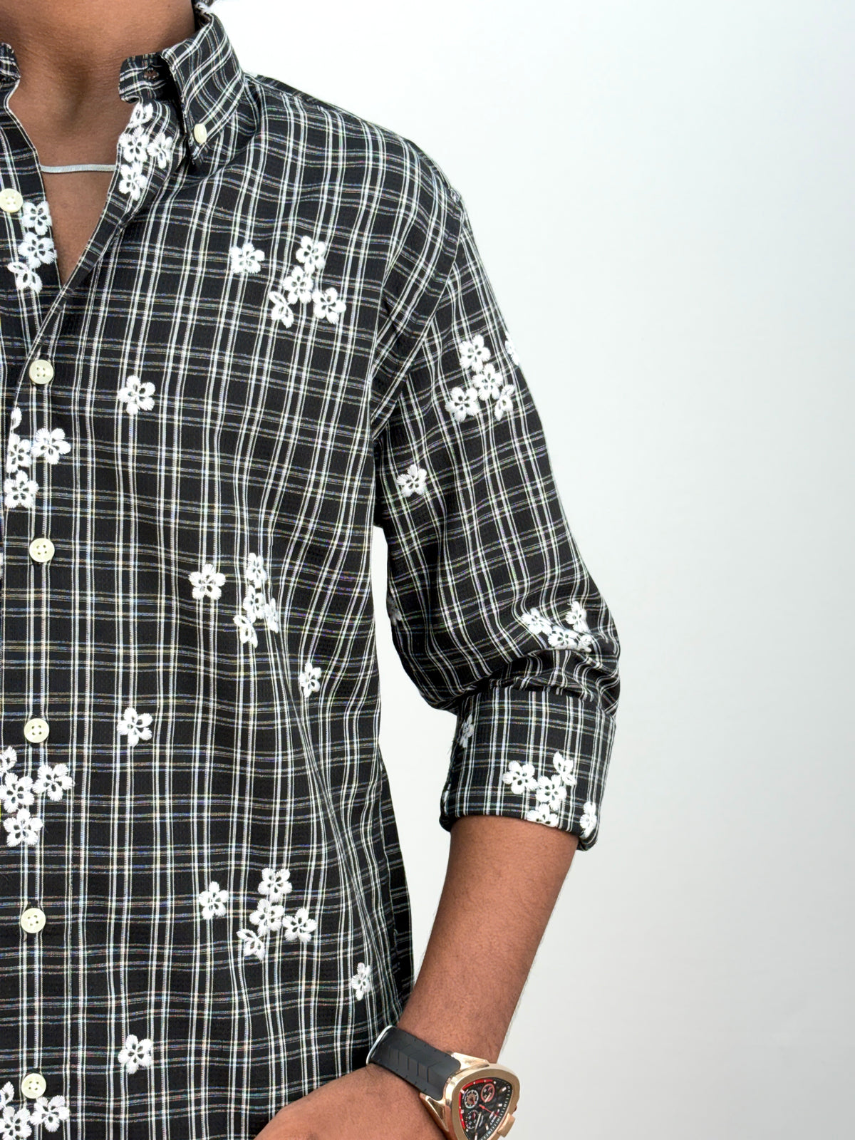 Black IMP Embroidery Checks Shirt 2
