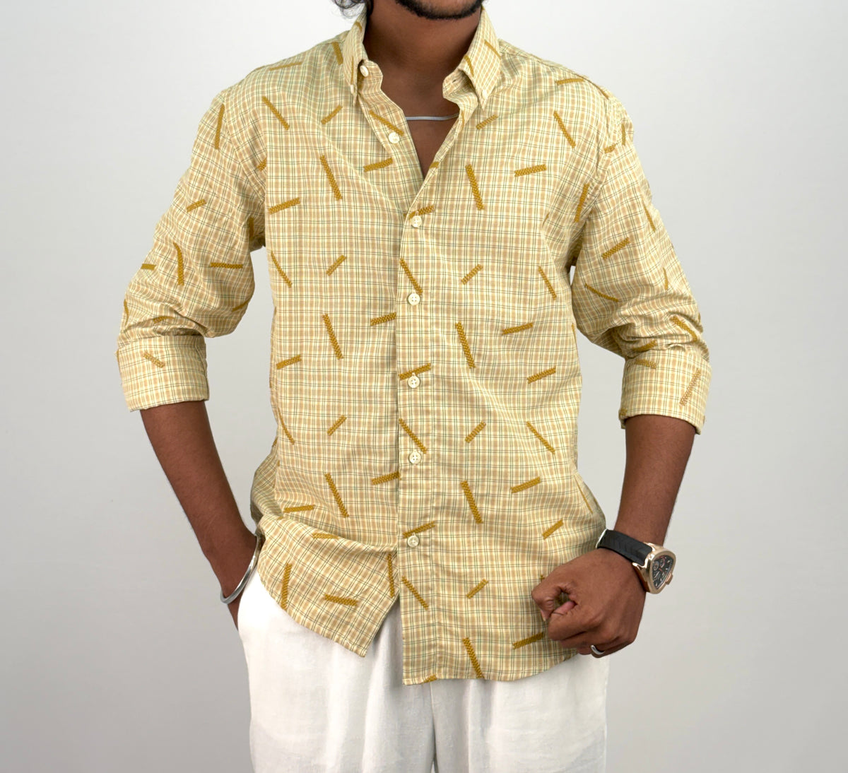 Yellow IMP Embroidery Checks Shirt 2