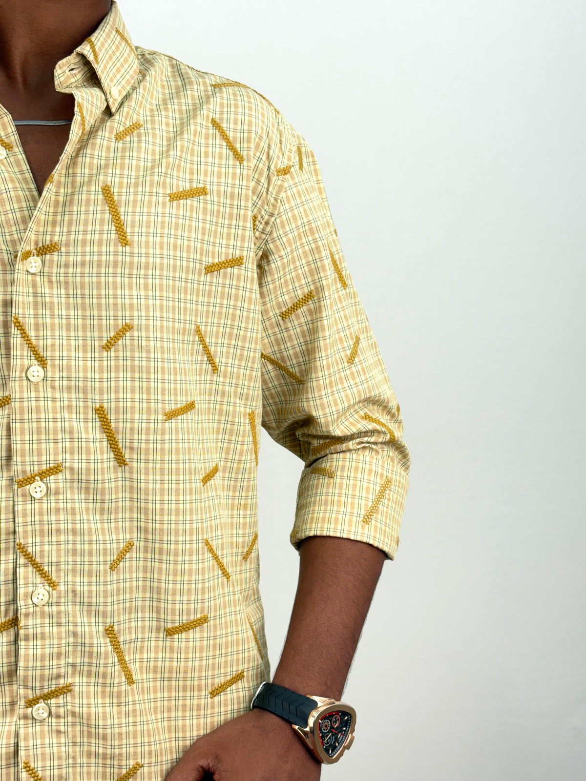 Yellow IMP Embroidery Checks Shirt 2