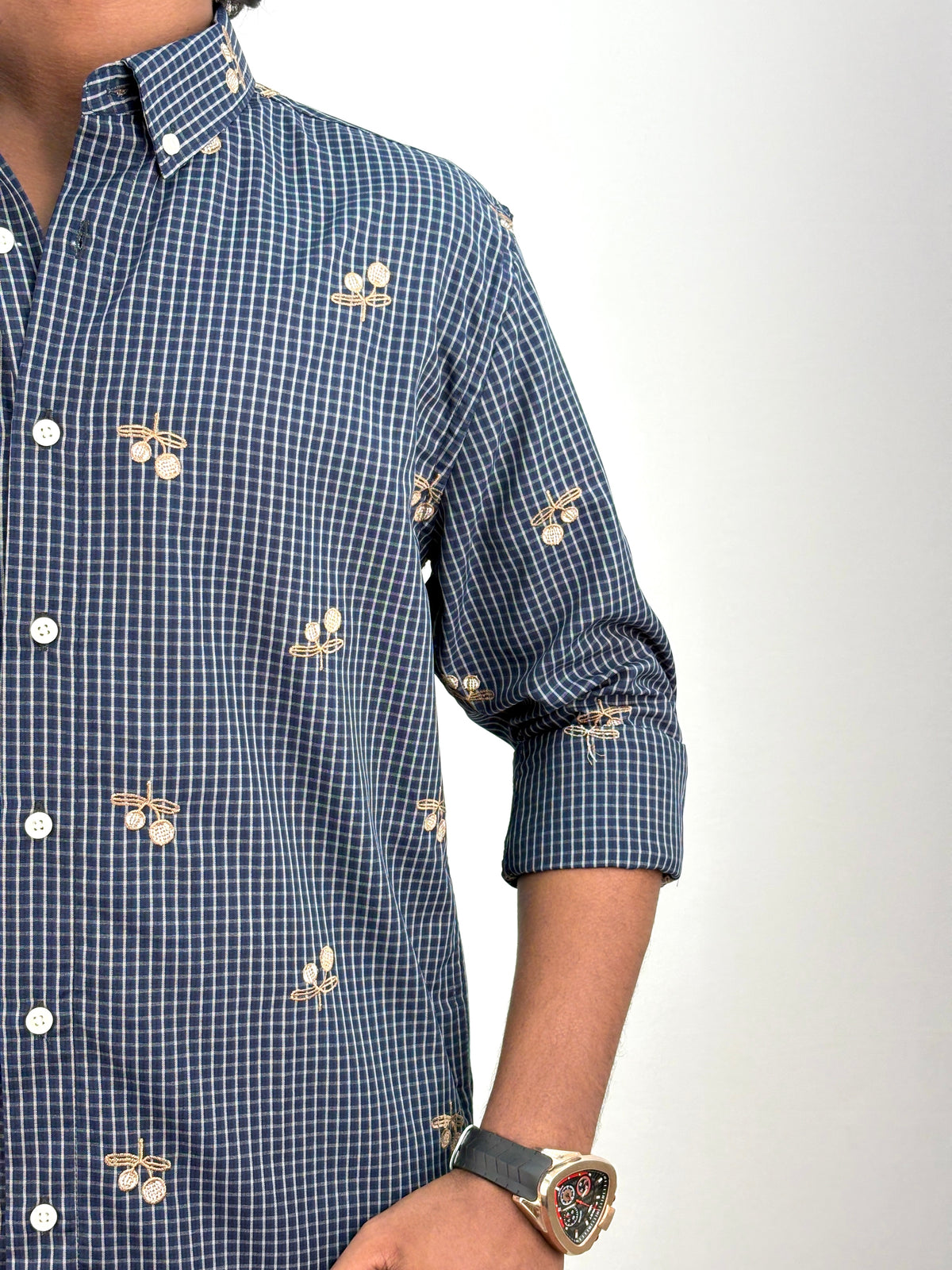 Dark Blue IMP Embroidery Checks Shirt 2