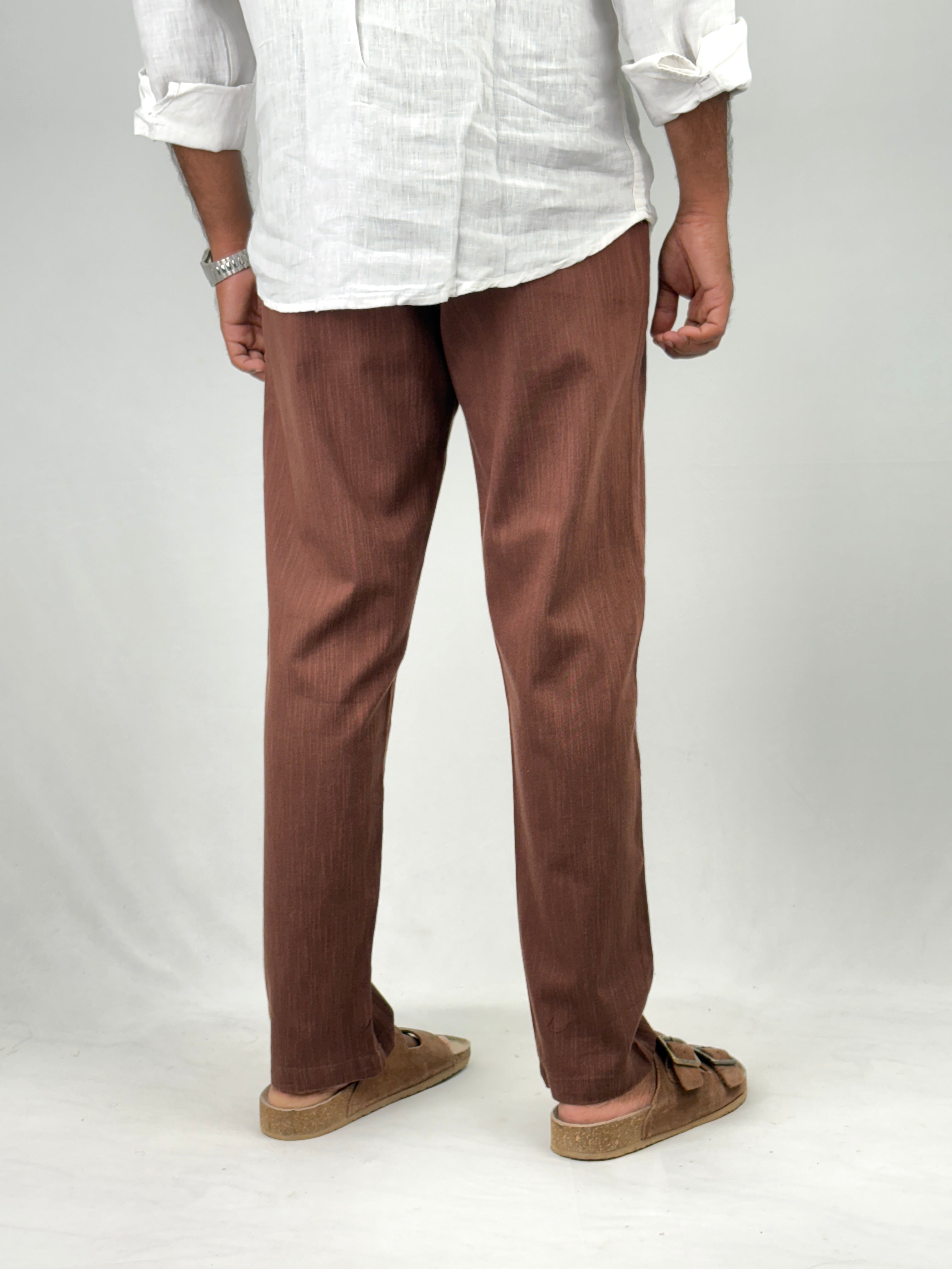 Brick Red Relaxed Fit Linen Pant