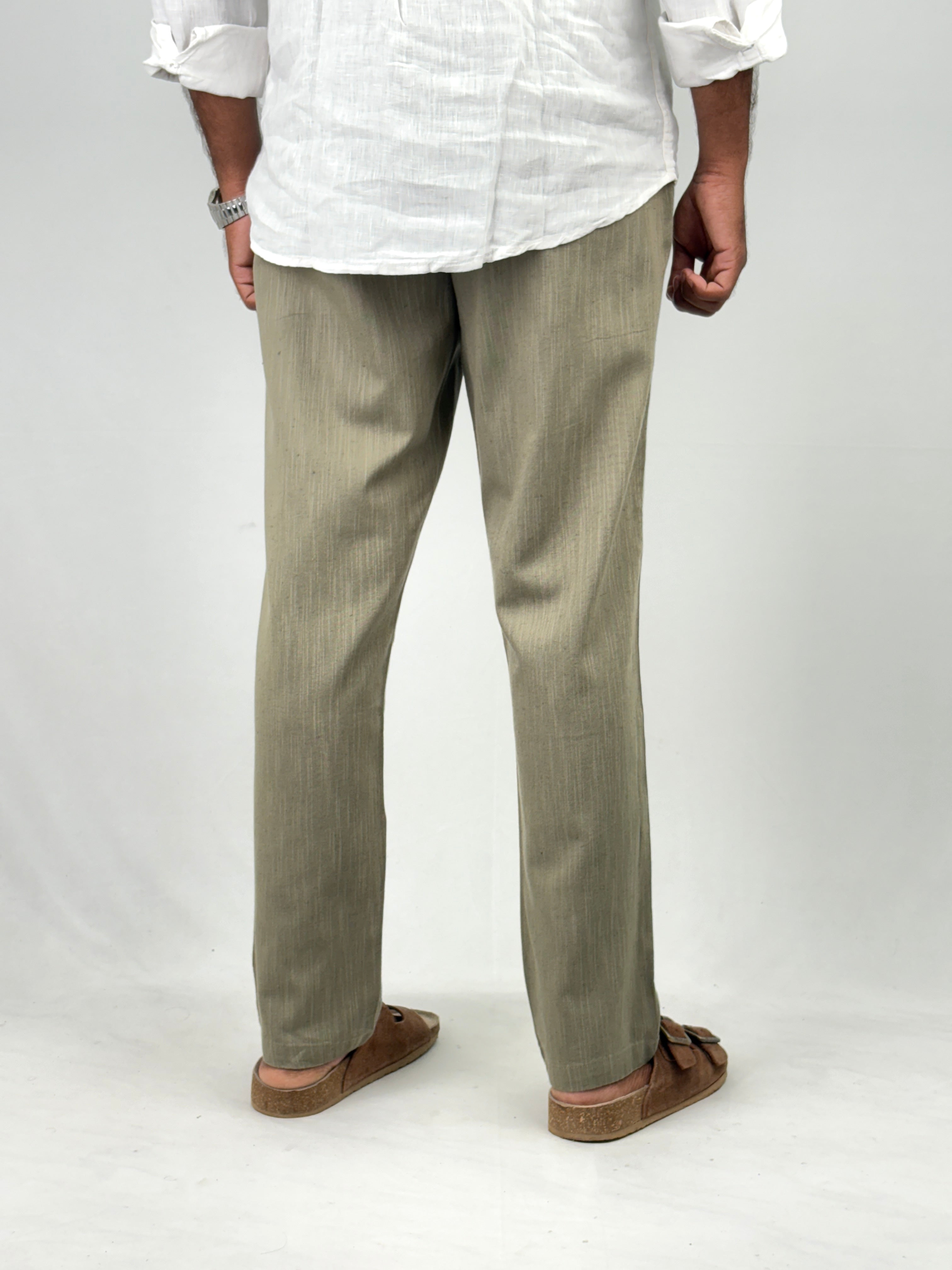 Green Relaxed Fit Linen Pant