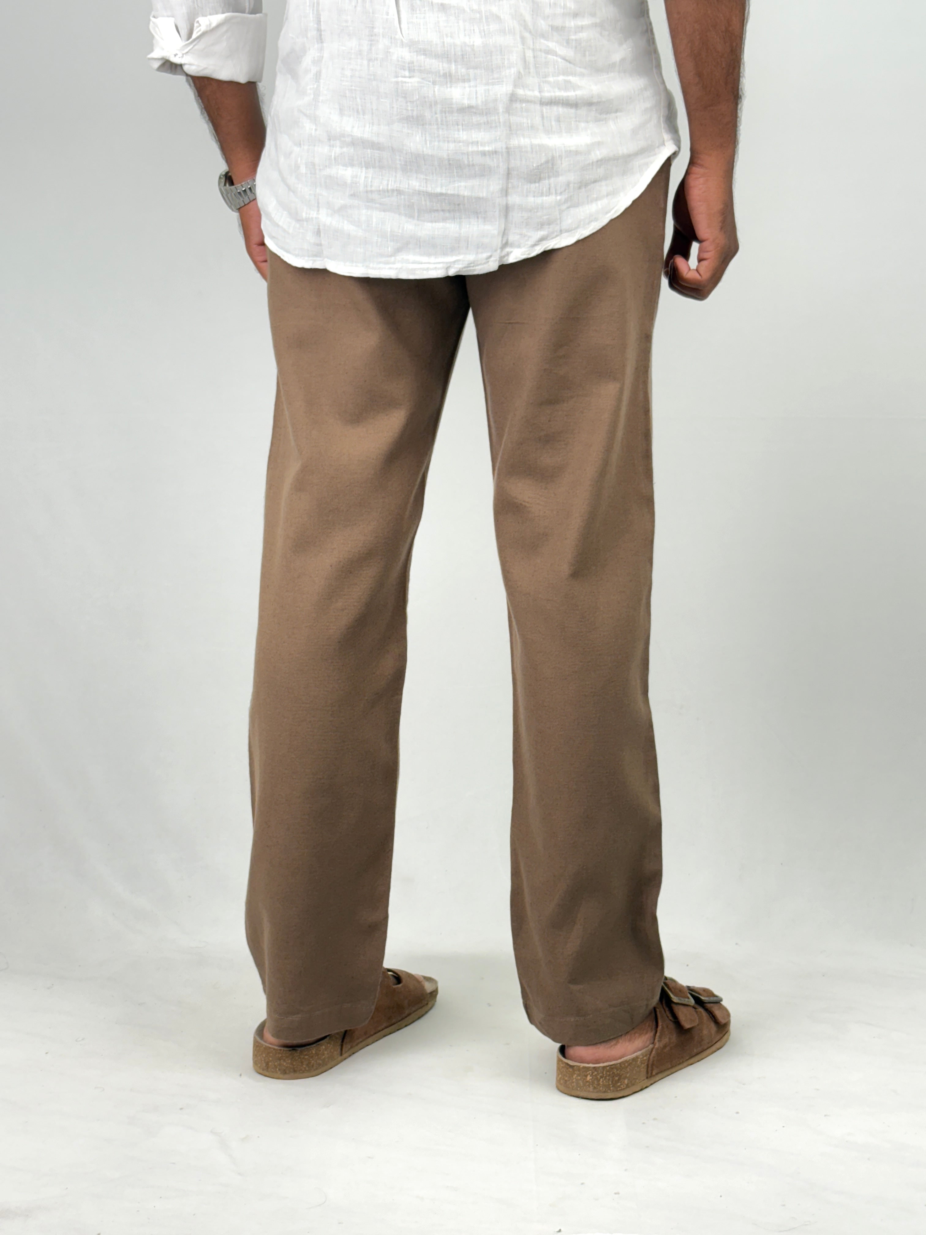 Brown Relaxed Fit Linen Pant