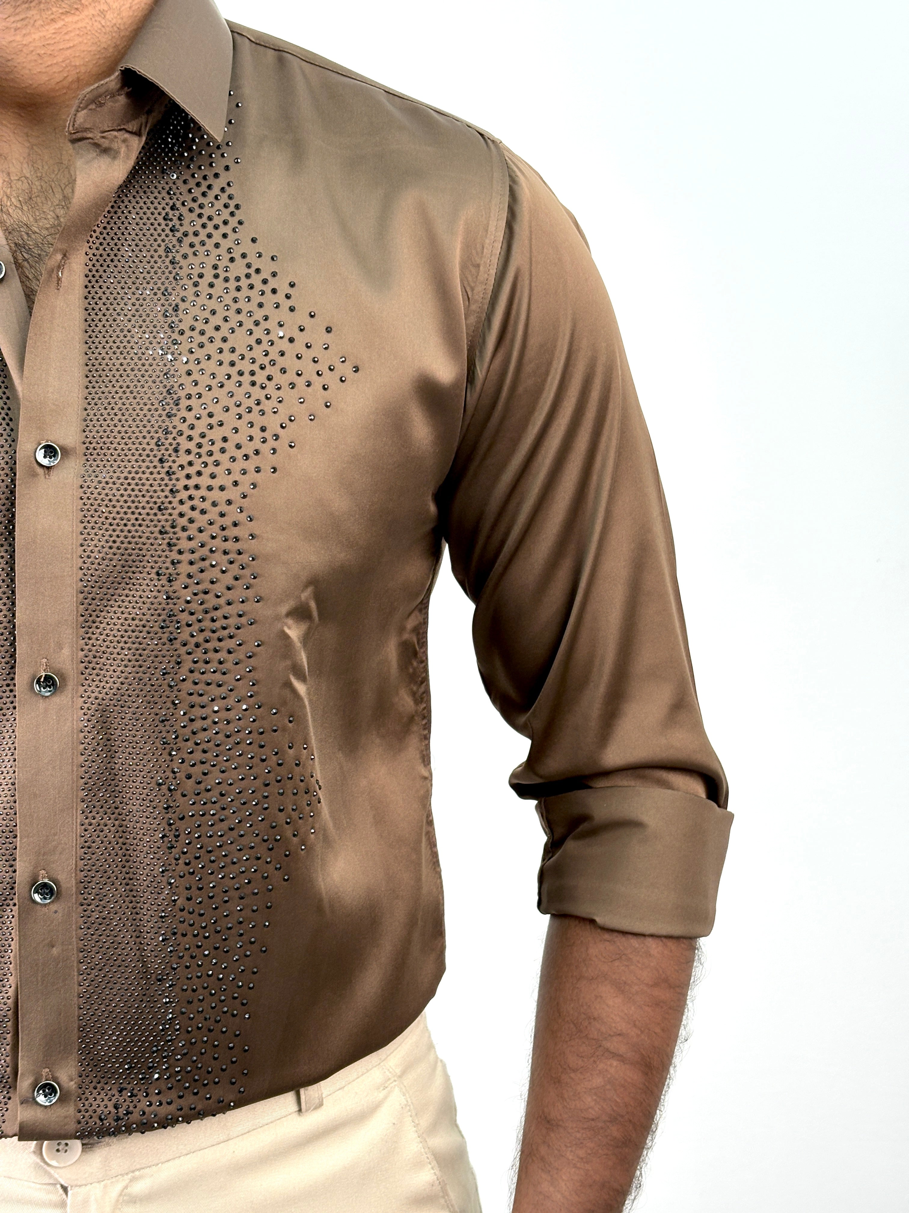 Coffee Designer Stone Work Shirt 16