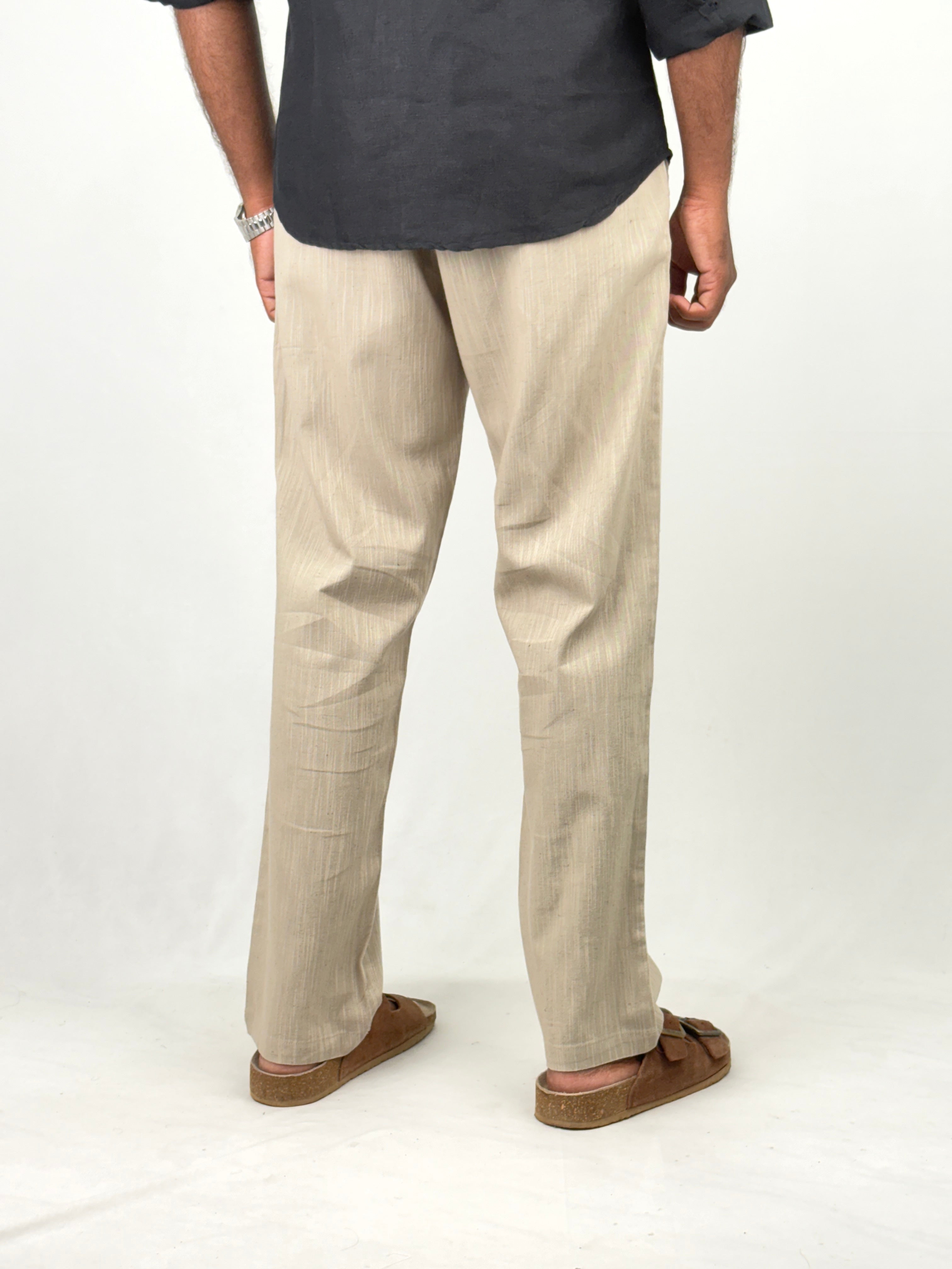 Dark Beige Relaxed Fit Linen Pant