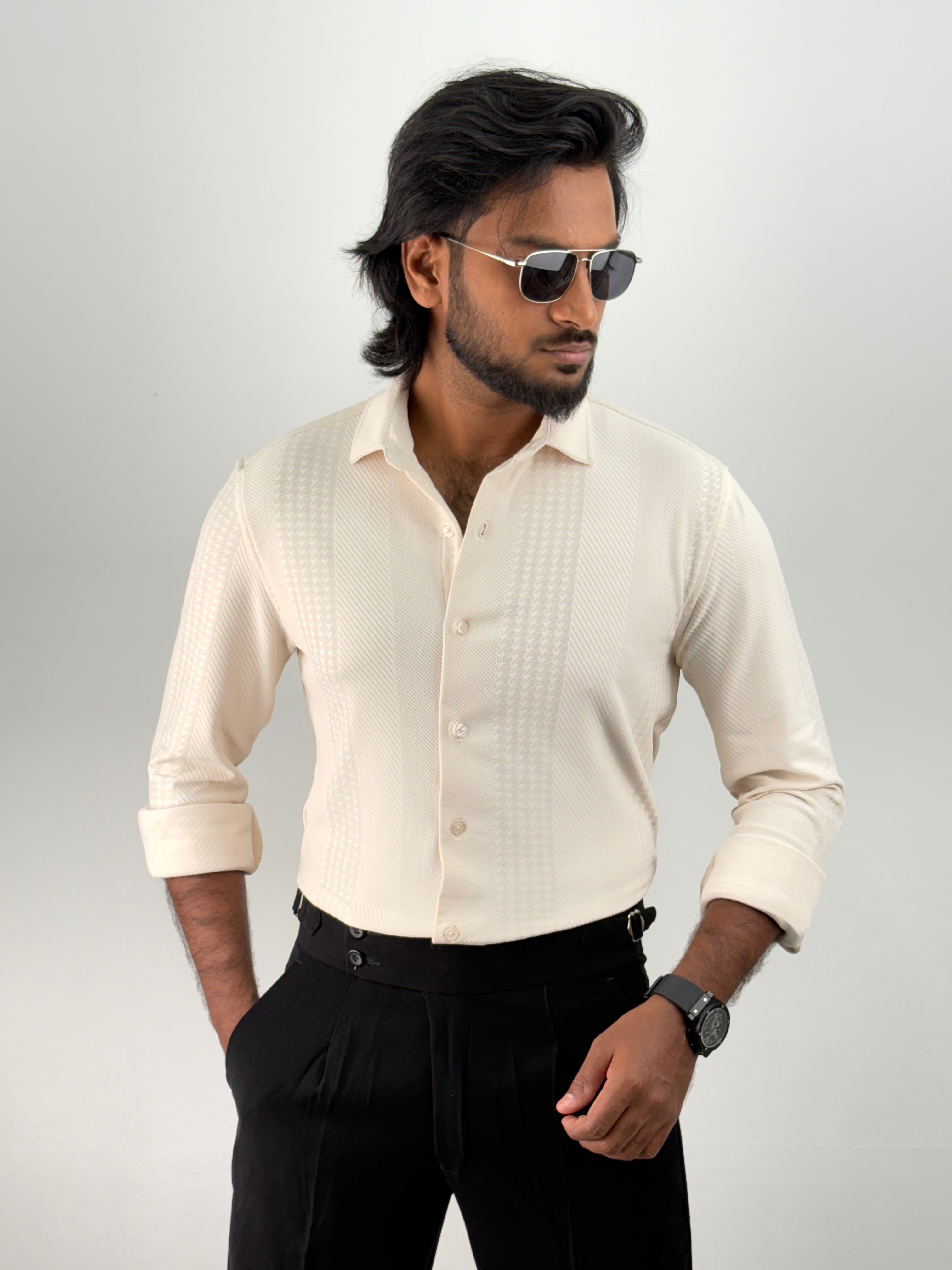 Beige Jacquard Shirt