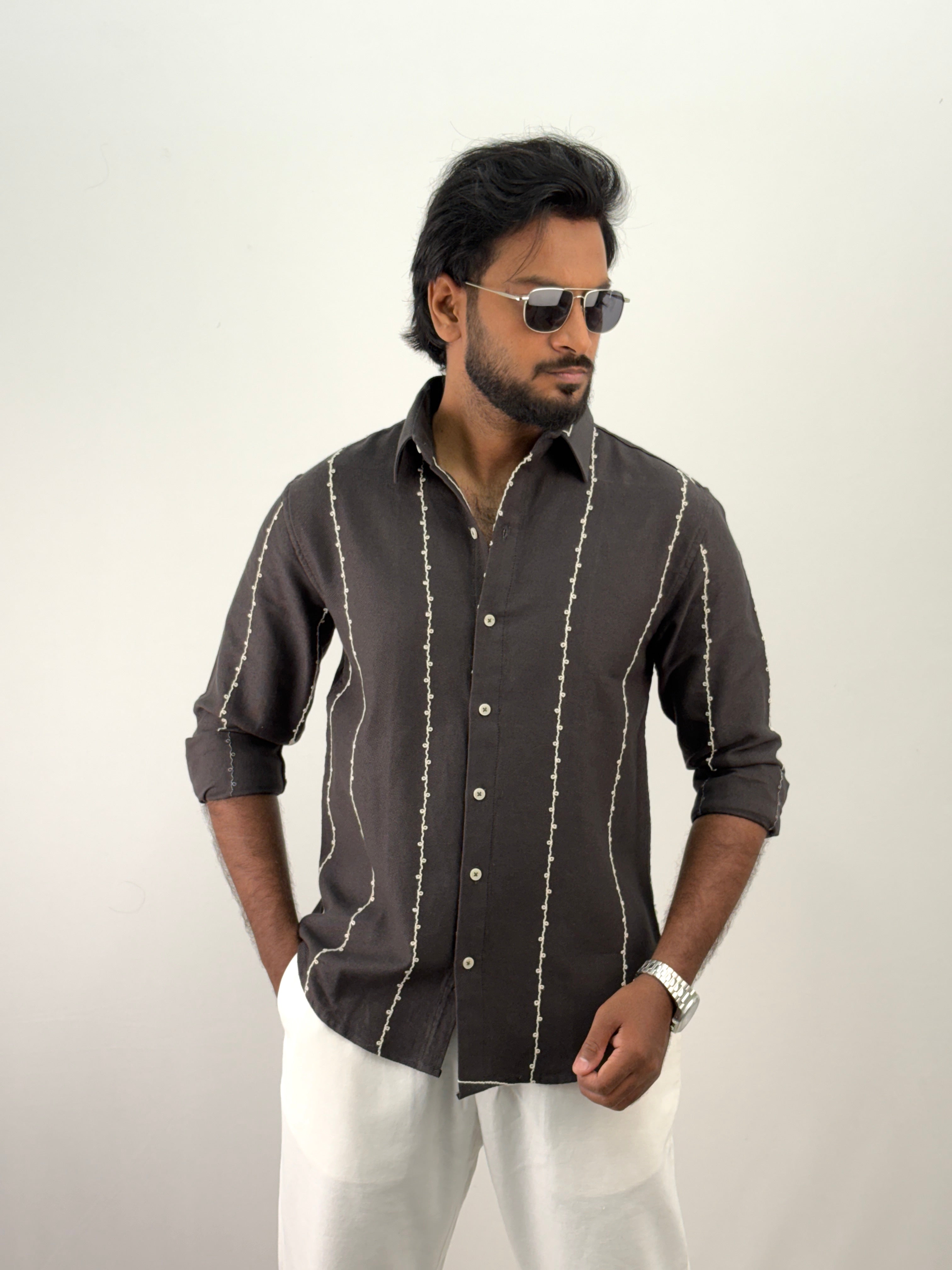 Dark Grey Embroidery Shirt